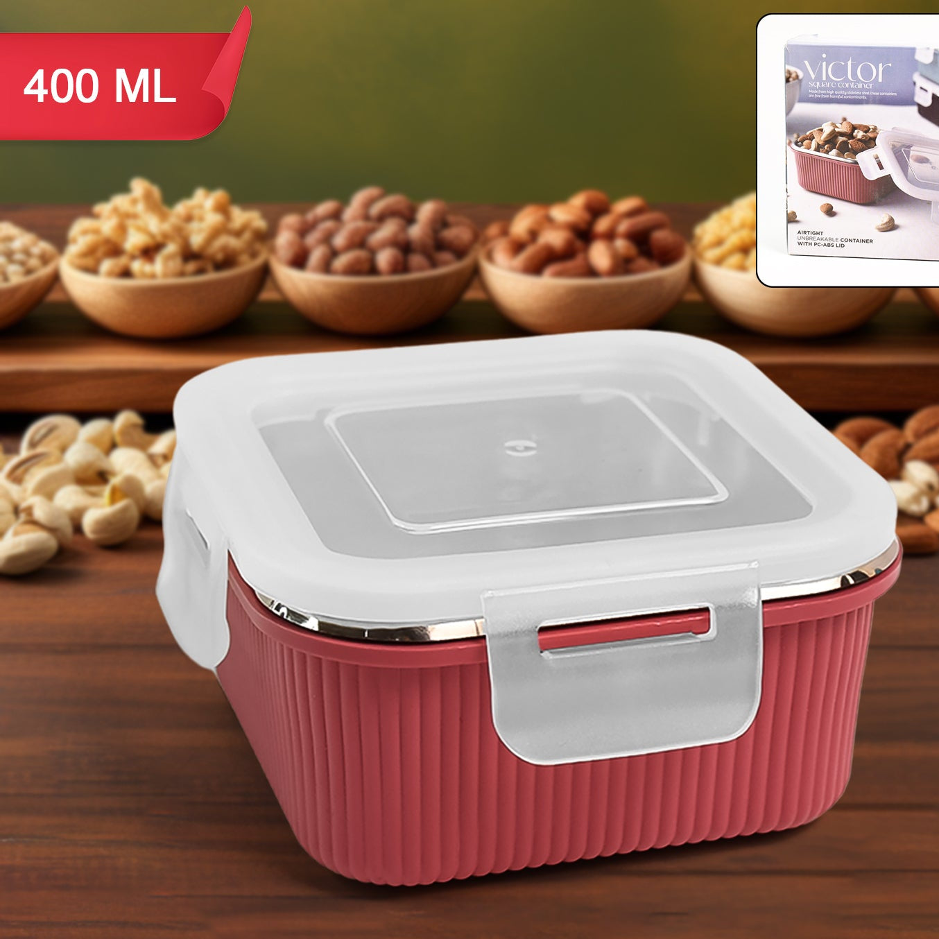 Apex Victor Square Food Storage Container (400 Ml  1 Pc) - Happy Price - Image 1