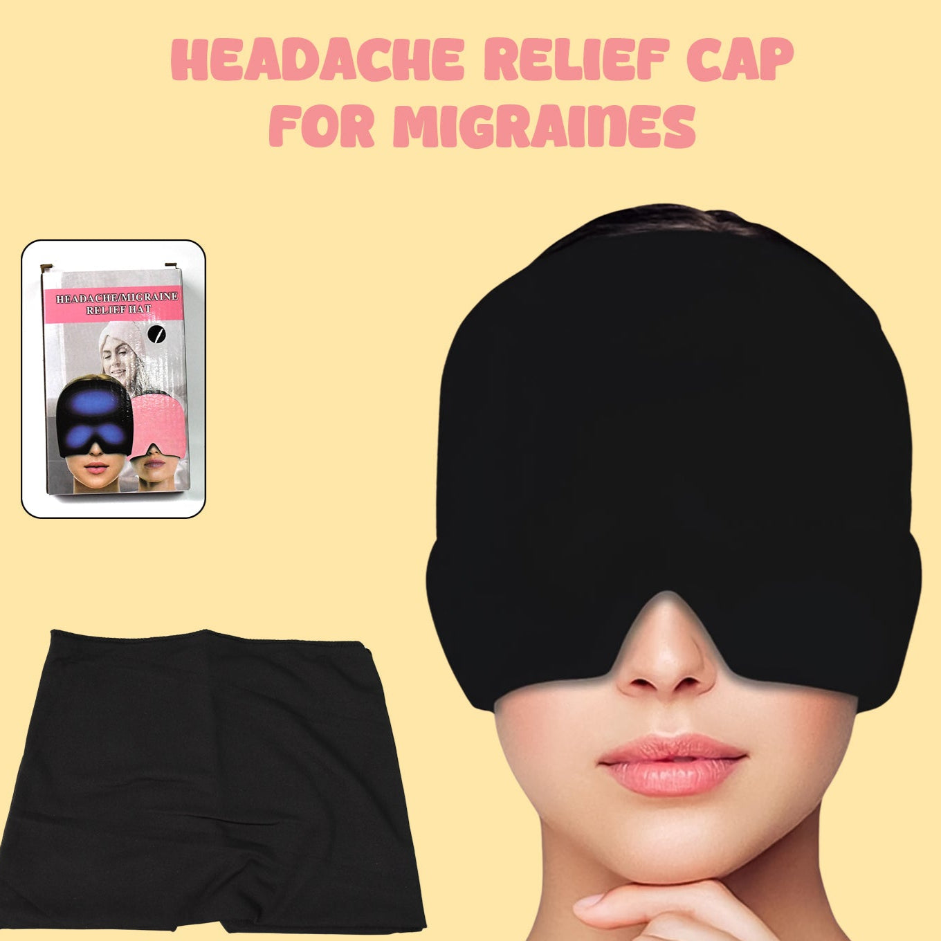 Headache Relief Hat Migraine Cap (1 Pc  Black Color) - Happy Price - Image 1