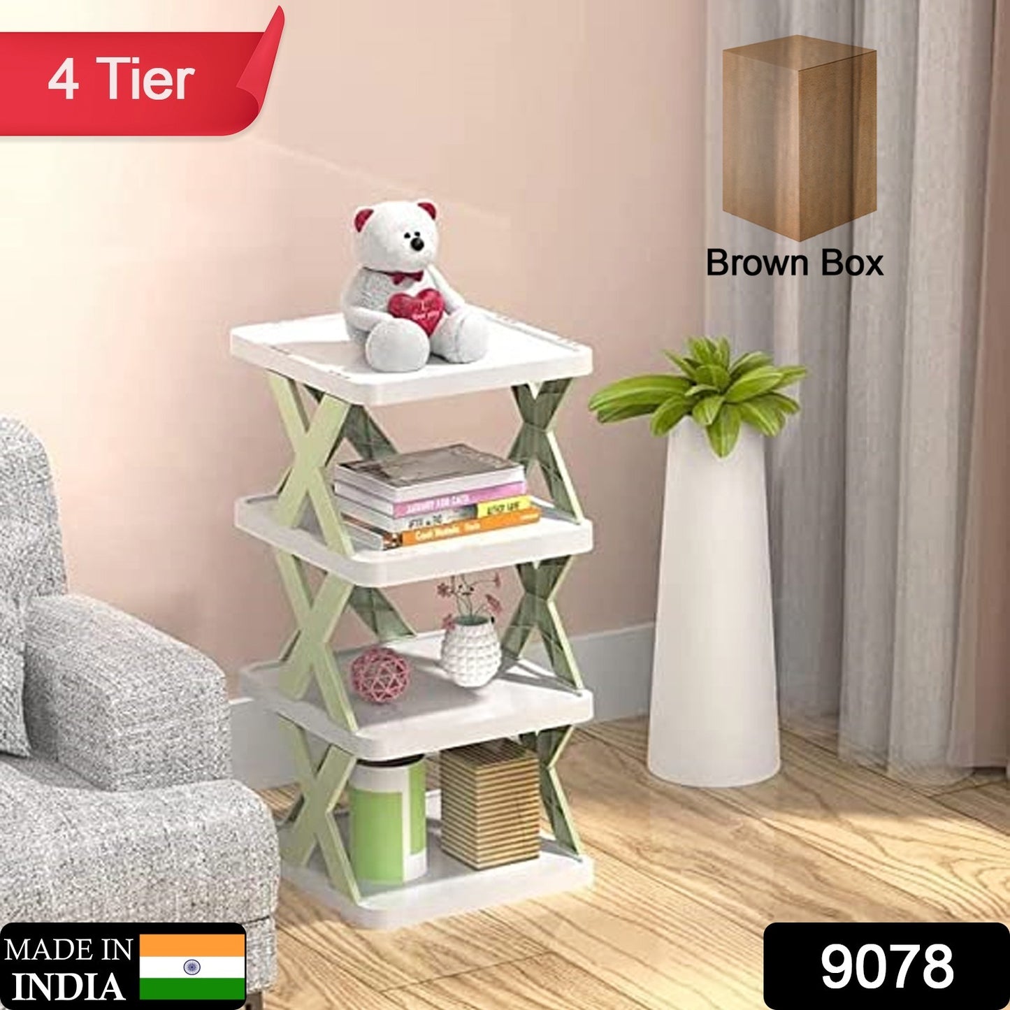 4 Layer Shoes Stand Shoe Tower Rack Suit For Small Spaces Closet Small Entryway Easy Assembly And Stable In Structure Corner Storage Cabinet For Saving Space - Happy Price - Image 6