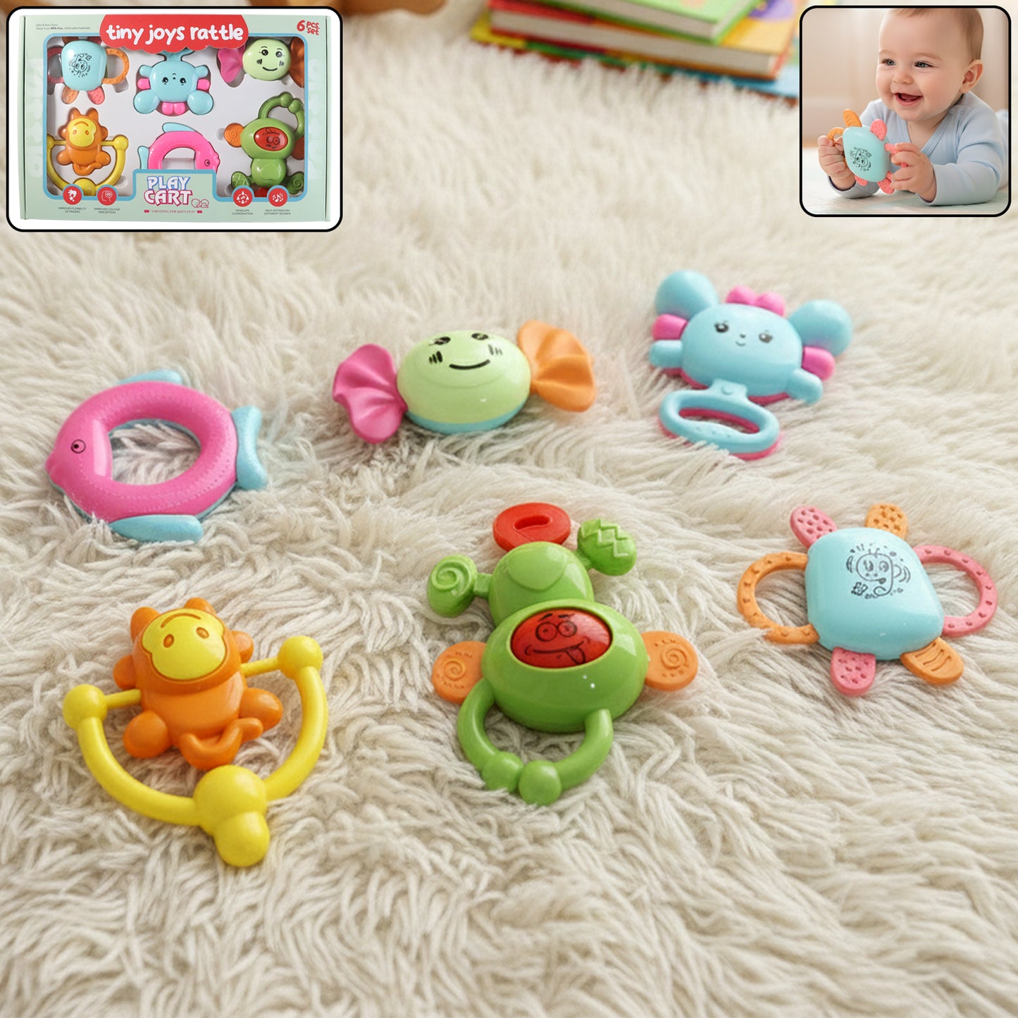 6-in-1 Baby Rattle Toy Set for Sensory Play & Early Learning - Happy Price - Image 7