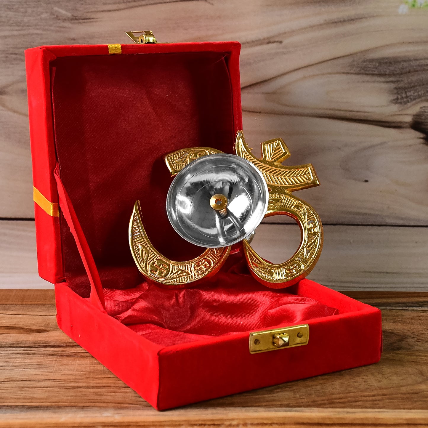 Om Symbol Brass Oil Diya with Silver Polish Bowl - 1 Pc - Happy Price - Image 5