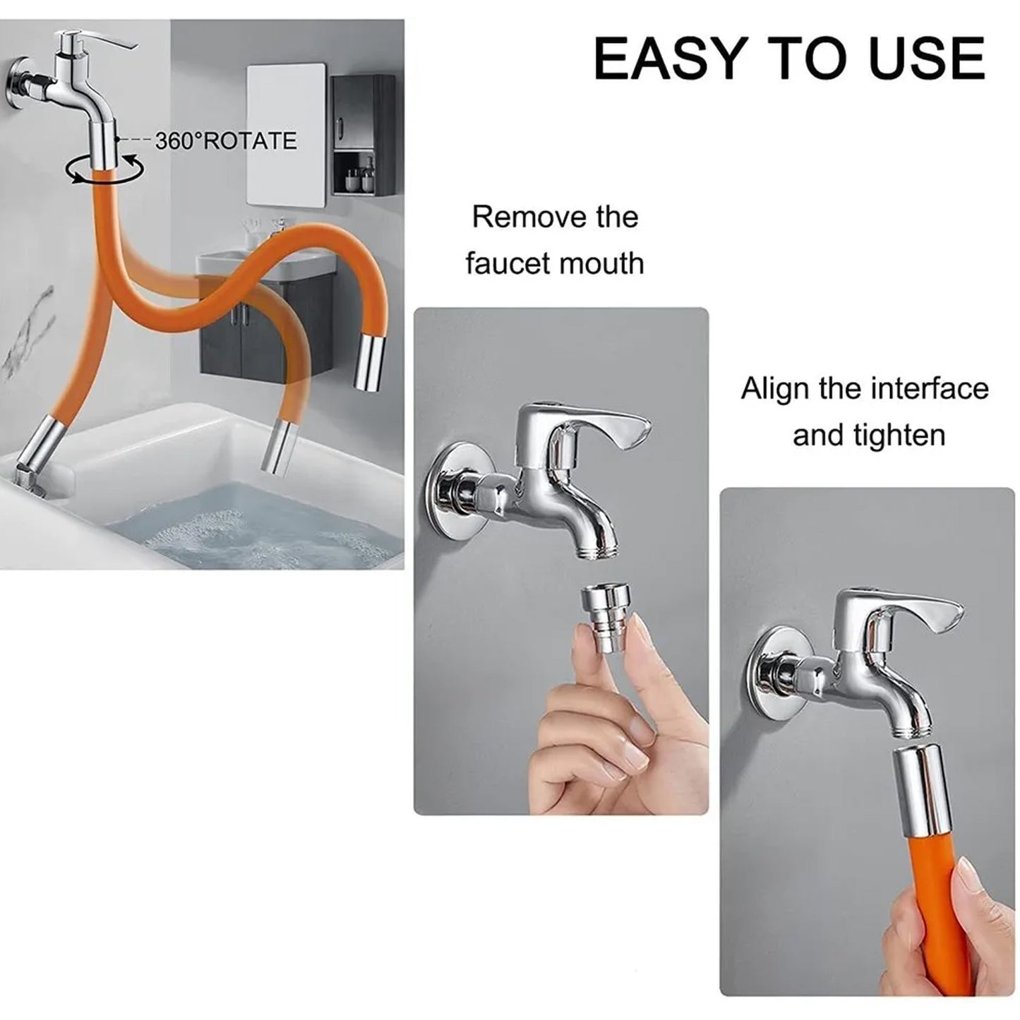 Flexible Water Tap Extender Universal Foaming Extension Tube With Connector 360 Free Bending Faucet Extender Adjustable Sink Drain Extension (46cm) - Happy Price - Image 2
