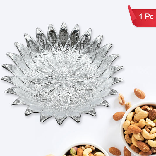 5480  Traditional Design Serving Tray Plastic Silver Finish Serving Tray Multipurpose Tray Decorative Tray Mukhwas Serving Tray (1 Pc ) - Happy Price - Image 1