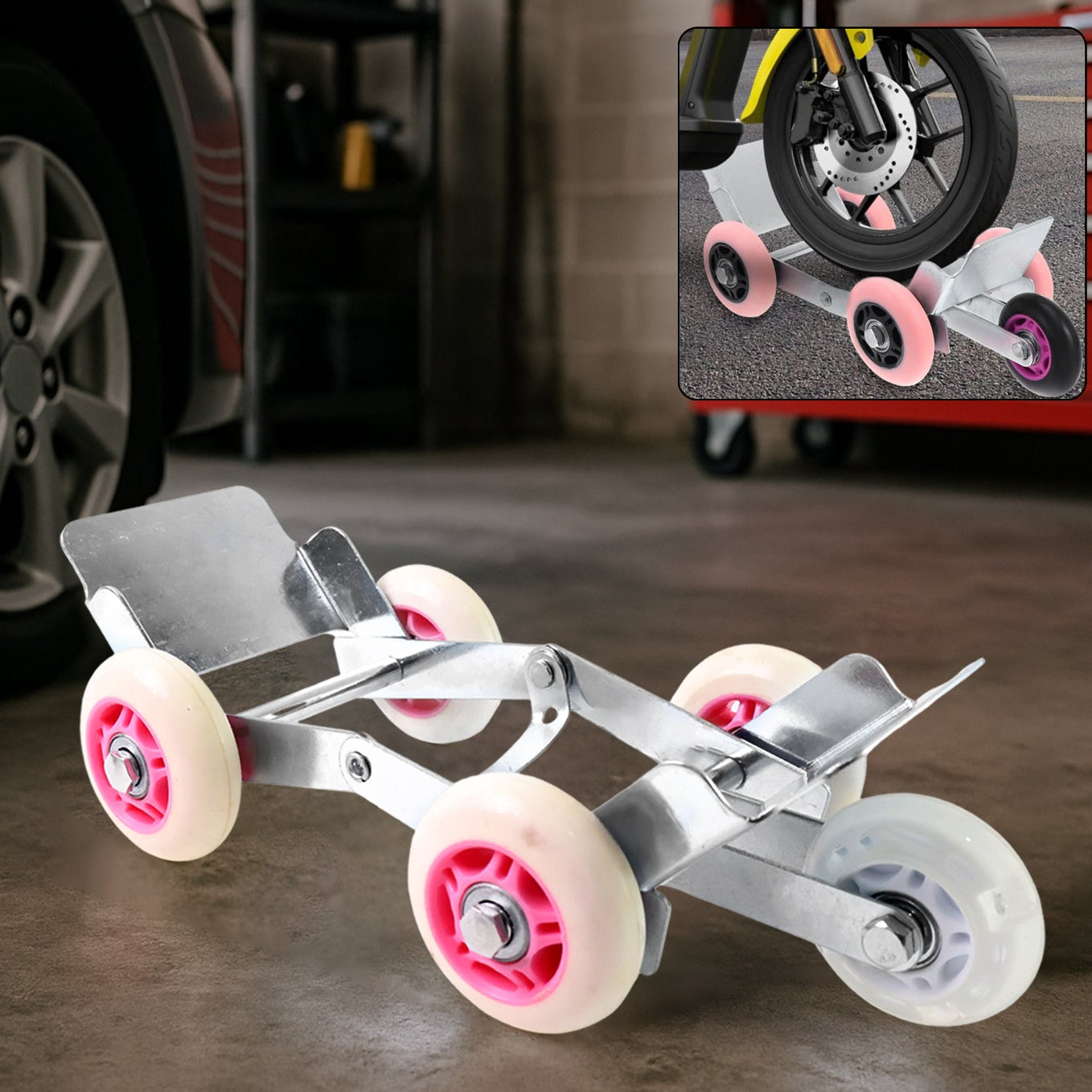 Motorcycle Flat Tire Emergency Mover Dolly - 1 Pc Set - Happy Price - Image 1