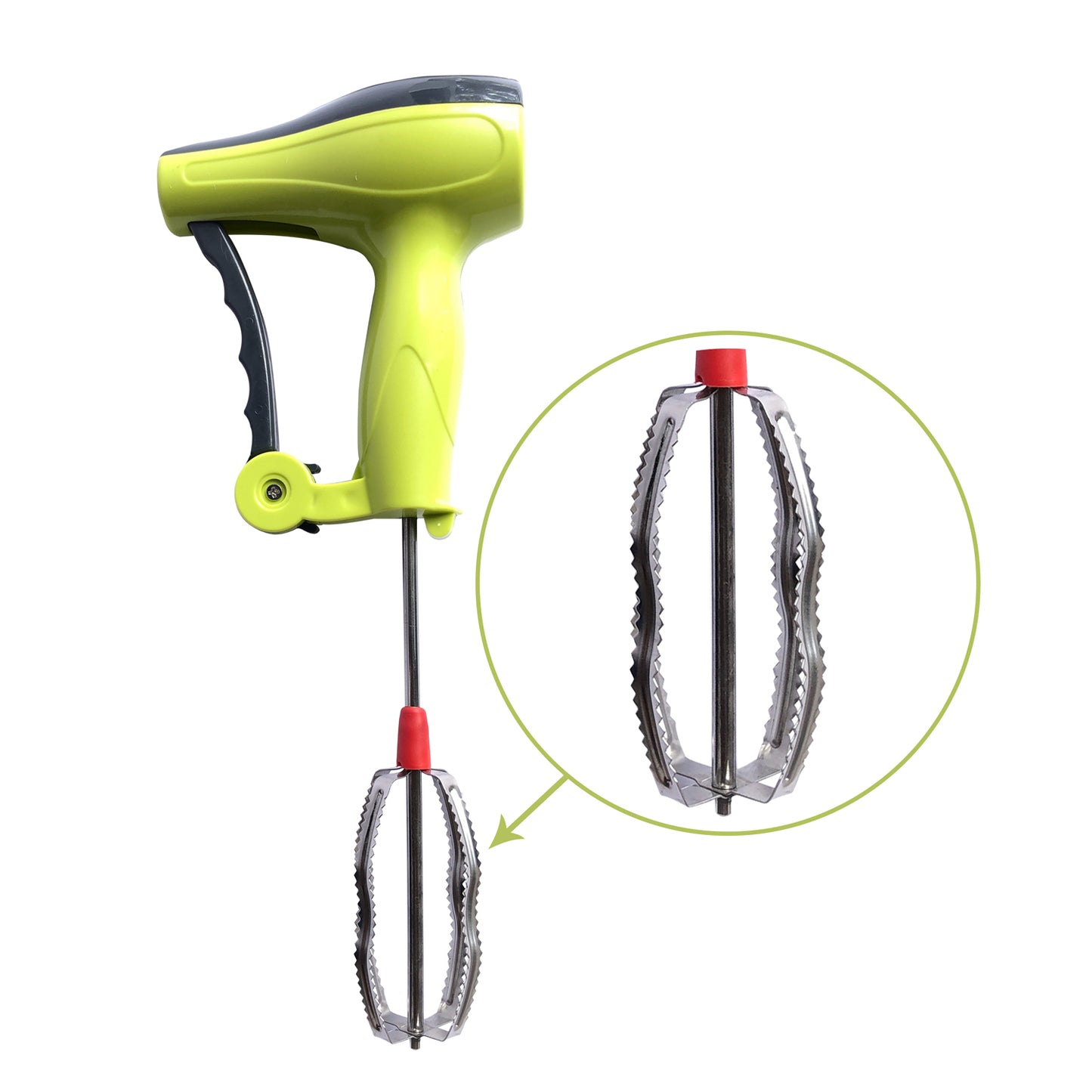 Power Free Manual Hand Blender With Stainless Steel Blades Milk Lassi Maker Egg Beater Mixer Rawai - Happy Price - Image 3