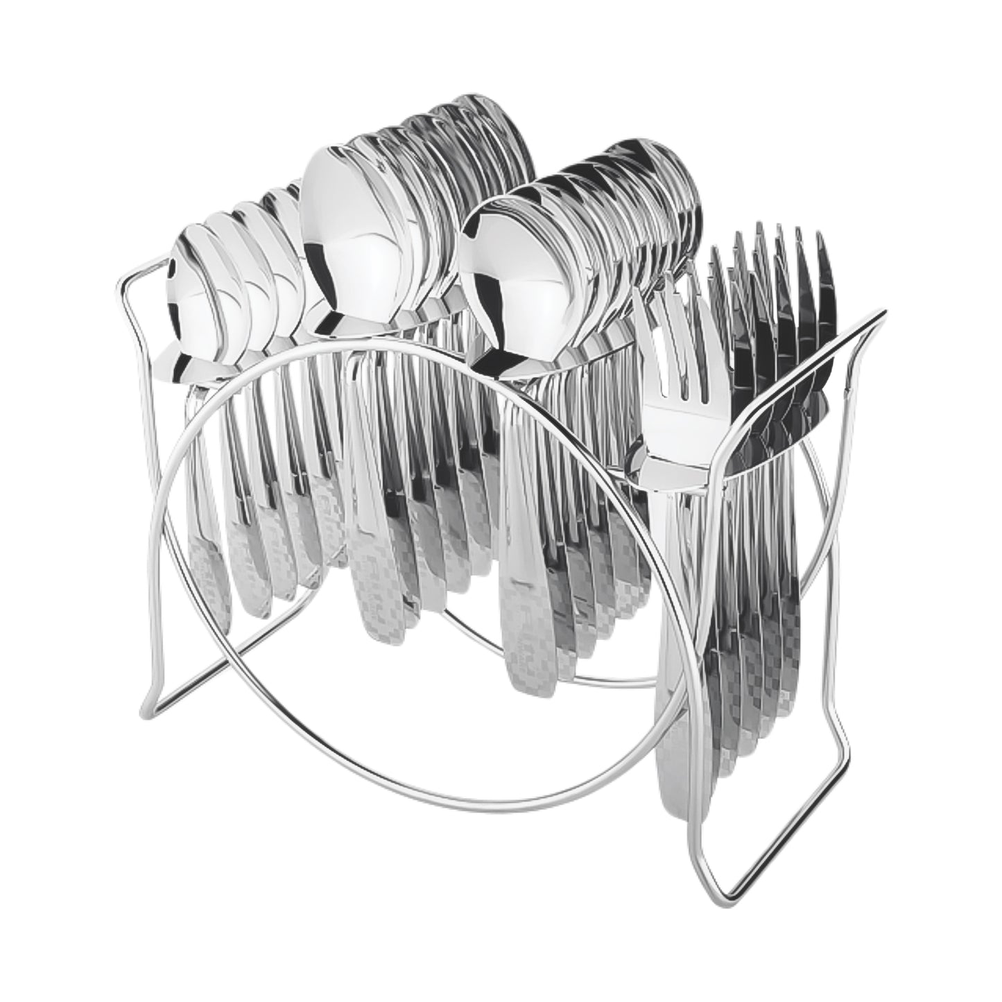 Stainless Steel Cutlery Set With Elegant Storage Stand (24 Pc) - Happy Price - Image 5