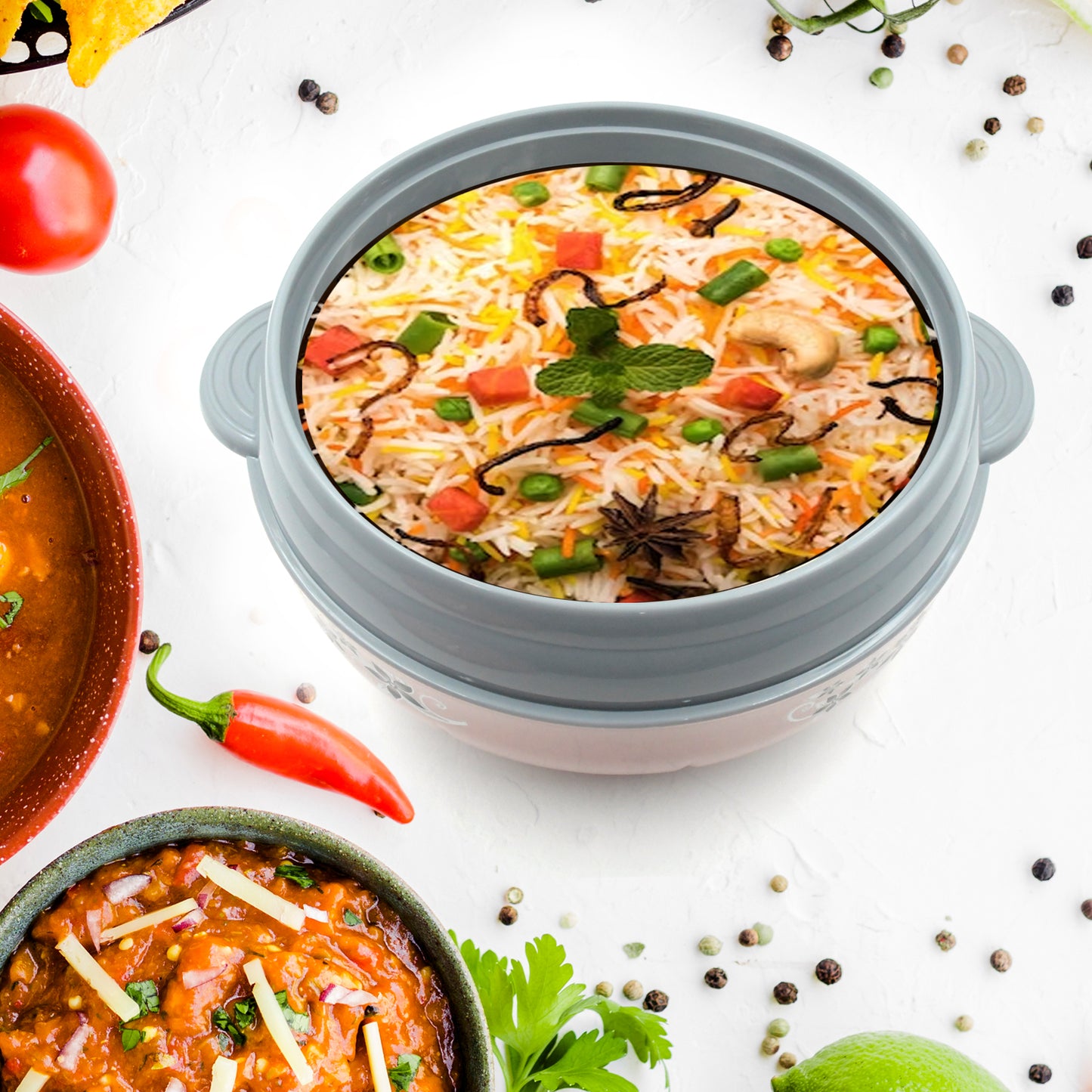 High Quality Steel Casserole Box For Food Searving Inner Steel Insulated Casserole Hot Pot Flowers Printed Chapati Box For Roti Kitchen (Approx 4500 Ml) - Happy Price - Image 5