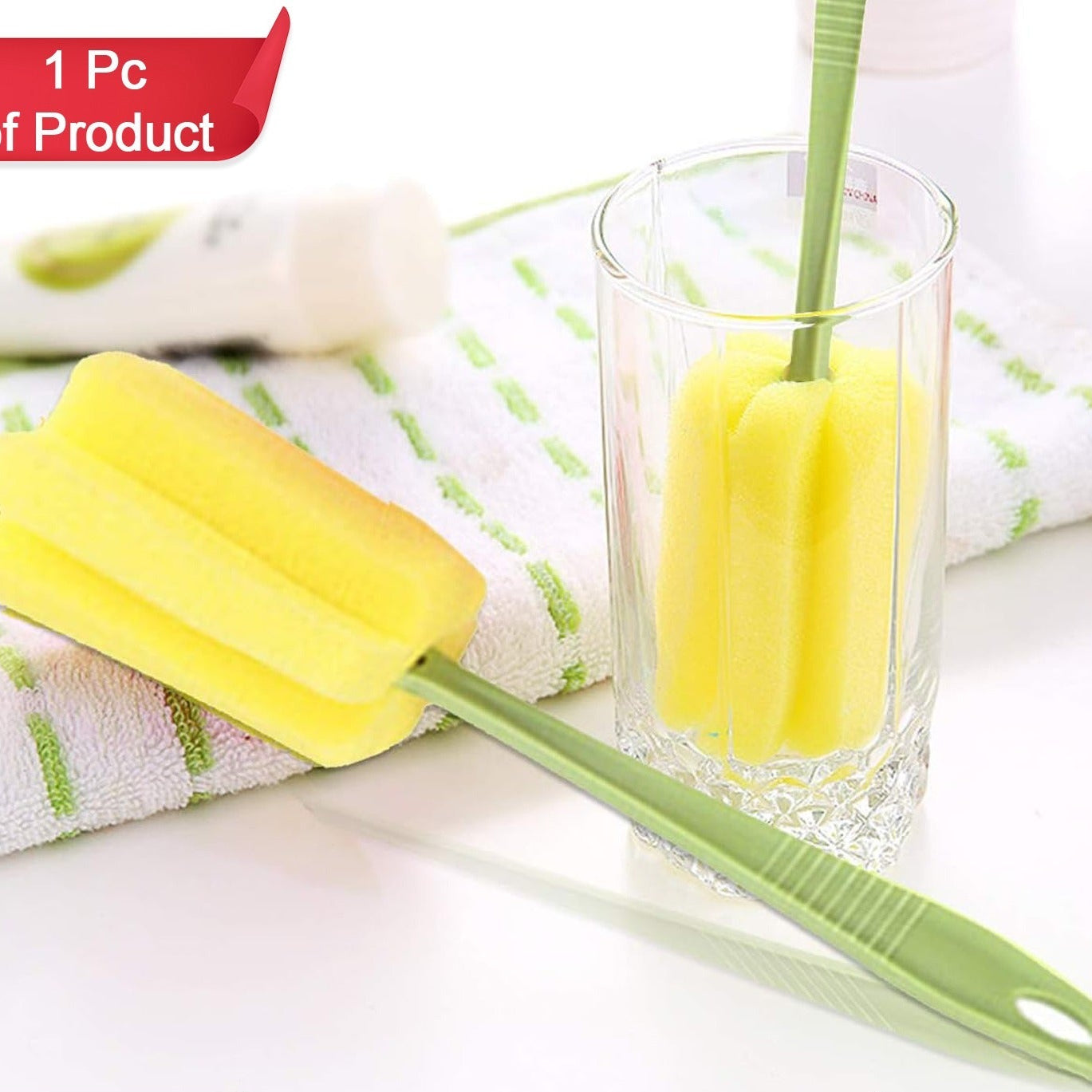 Sponge Cup Washing Brush Washing Cup Milk Bottle Cleaning Brush Kitchen Brush Water Cup Tea Cup Brush Sponge Head Household Kitchen Cleaning Tool (20cm) - Happy Price - Image 1