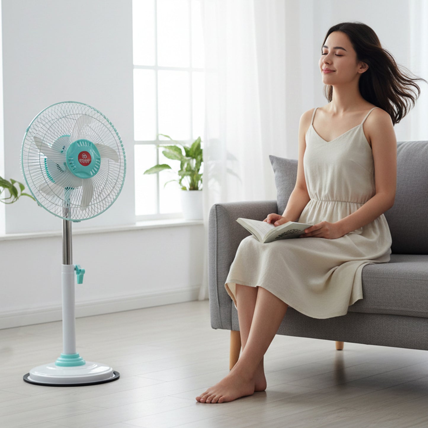 12V DC Hybrid Pedestal Fan with IEC C13 Cable - Adjustable Stand Fan for Home & Office - Happy Price - Image 5