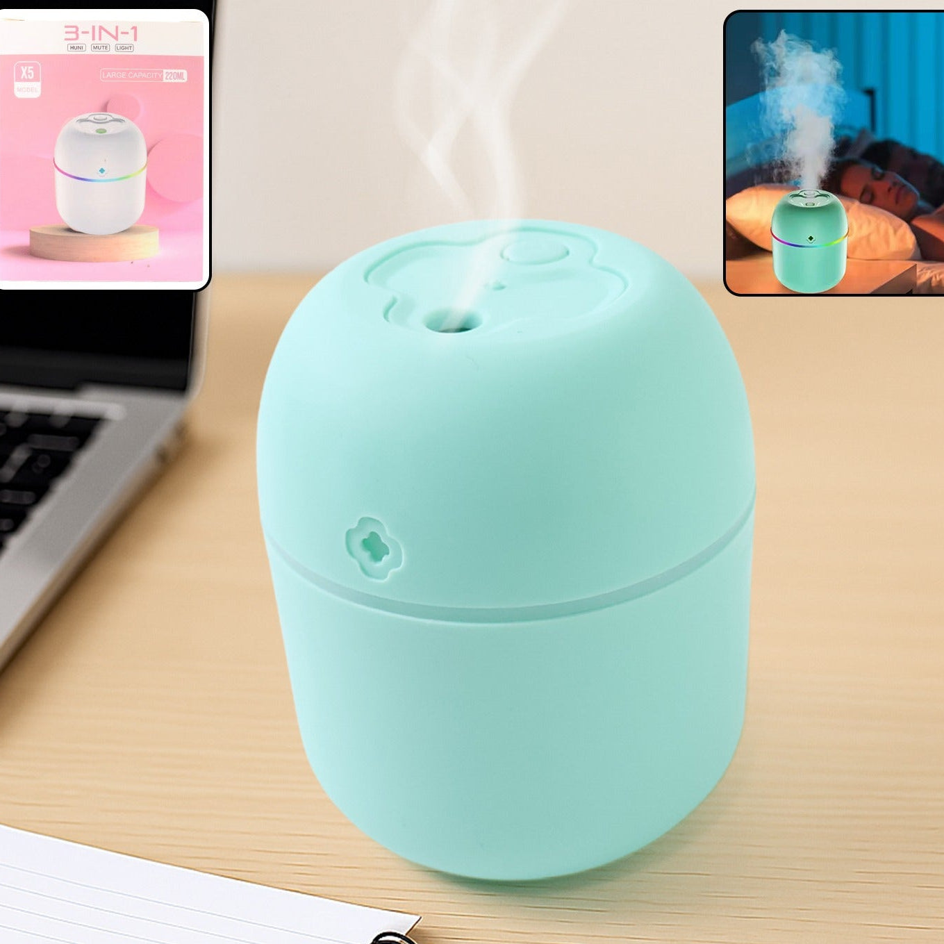 220 ML USB Cool Mist Humidifier & Aroma Diffuser for Home, Office, Car - Happy Price - Image 1