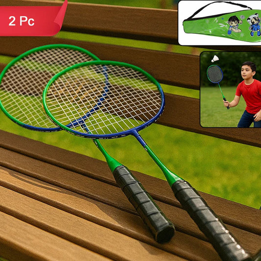 2 Pc Kids Badminton Racket Set with Carry Bag - Lightweight Fun for Beginners - Happy Price - Image 1