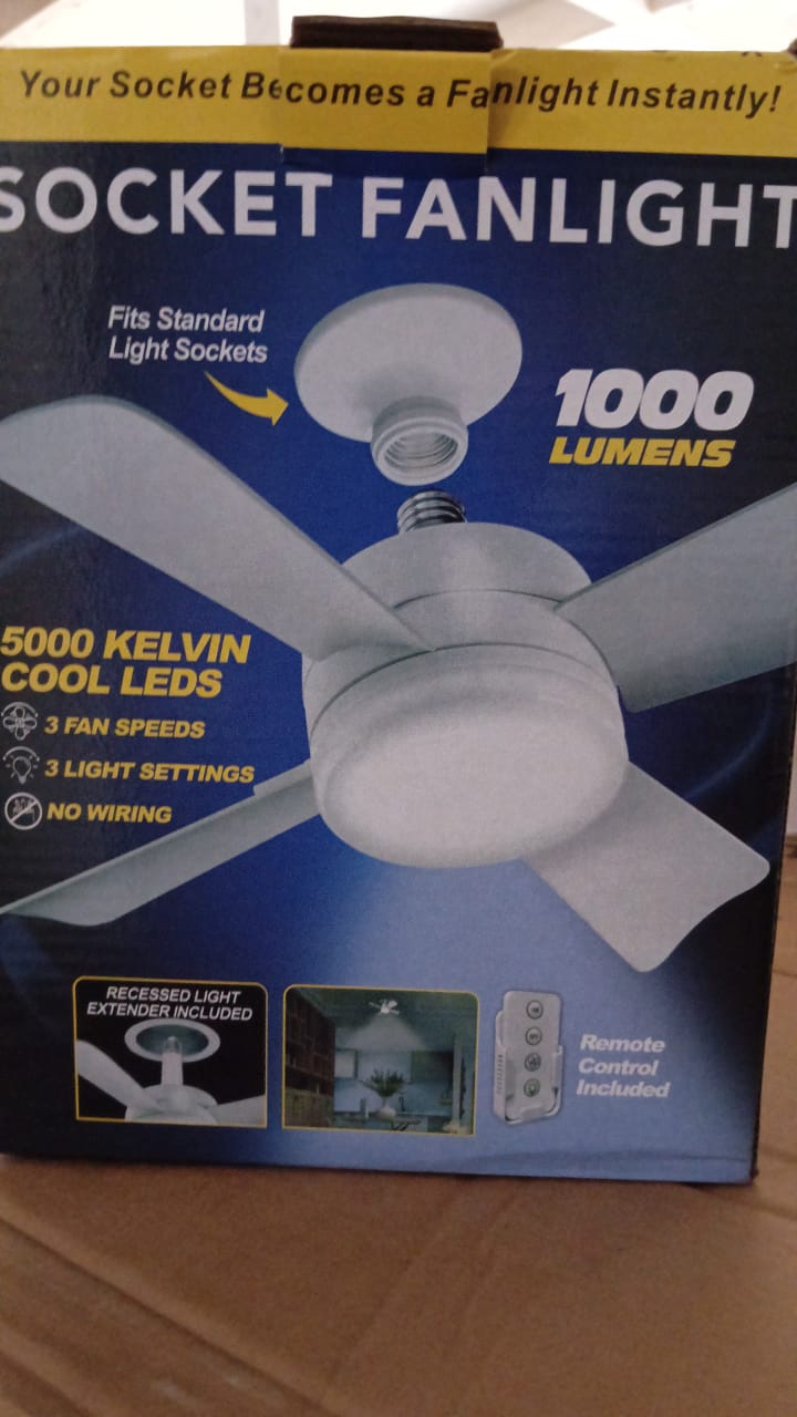 Socket Fan Light Original - Cool Light Led  Ceiling Fans With Lights And Remote Control Replacement For Lightbulb - Bedroom Kitchen Living Room1000 Lumens  5000 Kelvins Cool Leds (Remote Battery Not Included) - Happy Price - Image 7