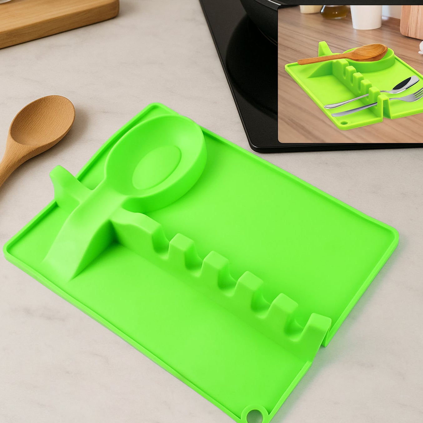 4-Slot Silicone Utensil Rest for Kitchen Countertops (1 Pc) - Happy Price - Image 1