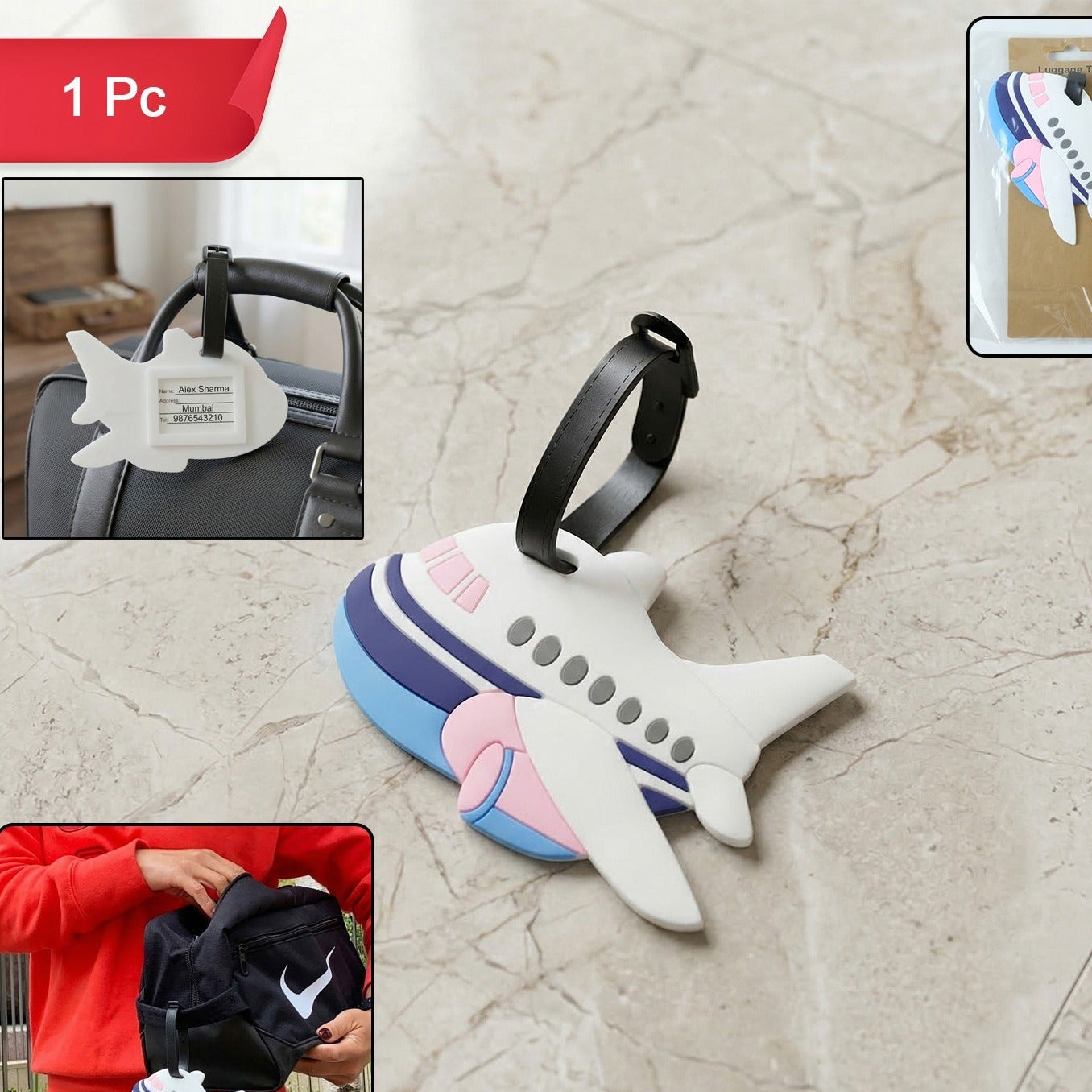 Airplane Shape Travel Identification Luggage Bag Tag (1 Pc)