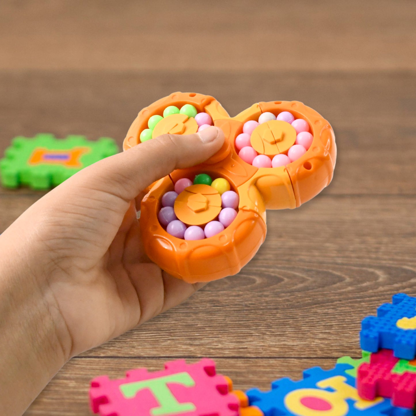 Aditi 3-in-1 Rotating Puzzle Ball Toy for Kids - Color Sorting & Fidget Spinner - Happy Price - Image 6