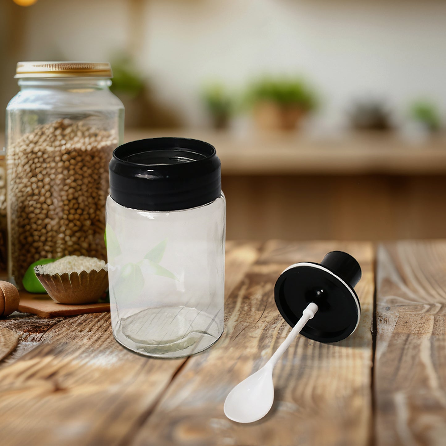 Glass Oil Dispenser & Spice Jar Set - 5 Pcs (2x 500ml Oil, 3x 250ml Spice) - Happy Price - Image 3