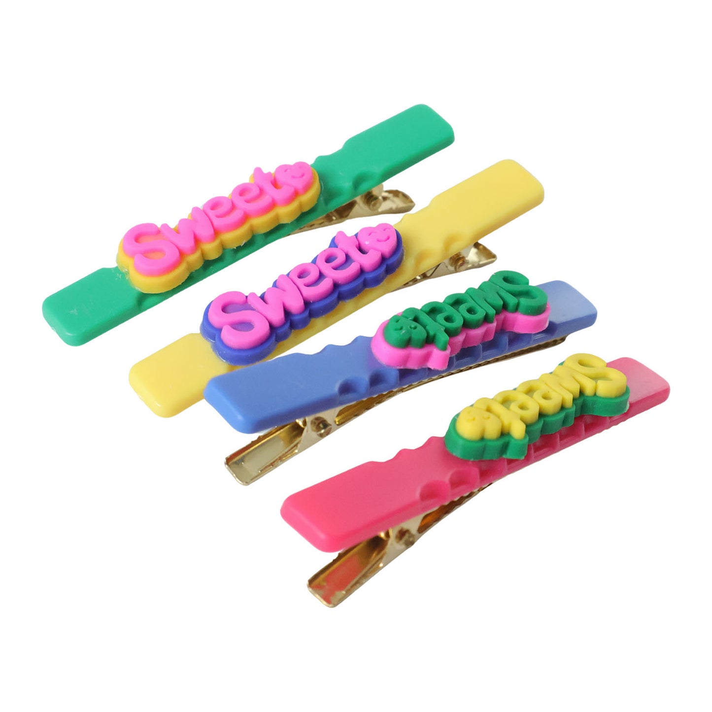 Sweet Text Hair Clips for Girls - 4 Pc Fashion Hair Pins - Happy Price - Image 4