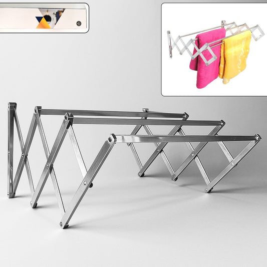 Stainless Steel Wall-mounted Folding Clothes Drying Rack - Happy Price - Image 1
