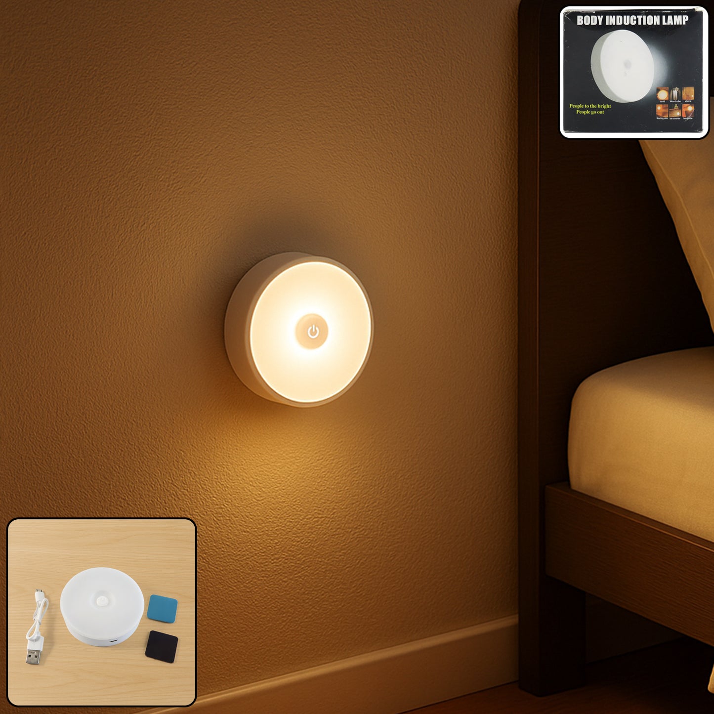 Rechargeable Motion Sensor LED Night Light (1 Pc) - Magnetic, USB Charging - Happy Price - Image 2