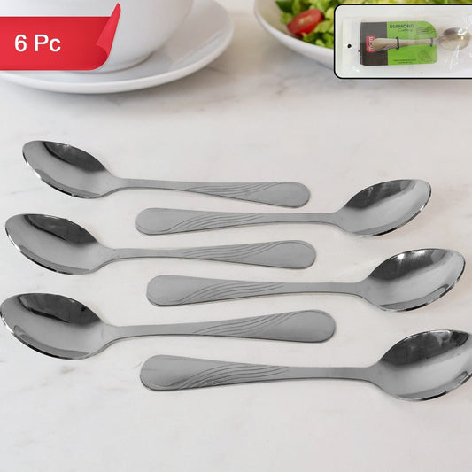 Stainless Steel Dining Spoons - Set of 6, Heavy Duty Cutlery for Home & Kitchen - Happy Price - Image 1