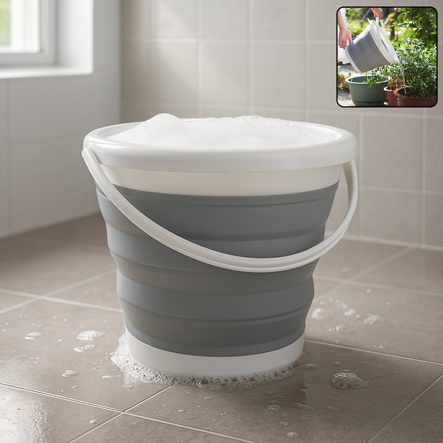 Collapsible Folding Bucket - Portable Space-Saving Pail for Car Wash, Gardening & Travel (1 Pc, 23x22x4 cm) - Happy Price - Image 2