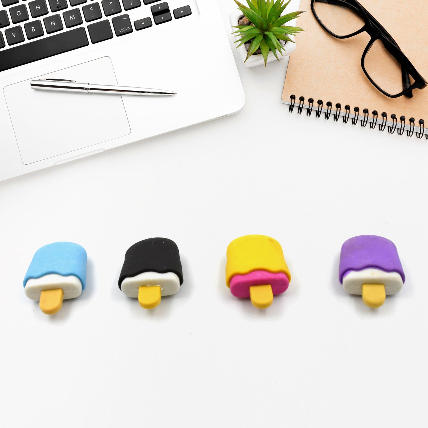 Ice Cream Eraser For Girlseraser For School Bday Return Gift Party Doughnut Lollipop Ice Cream Theme Shape Erasers Pencils Set For Kids Educational Stationary Kit School Supplies (1 Set 4 Pc) - Happy Price - Image 2