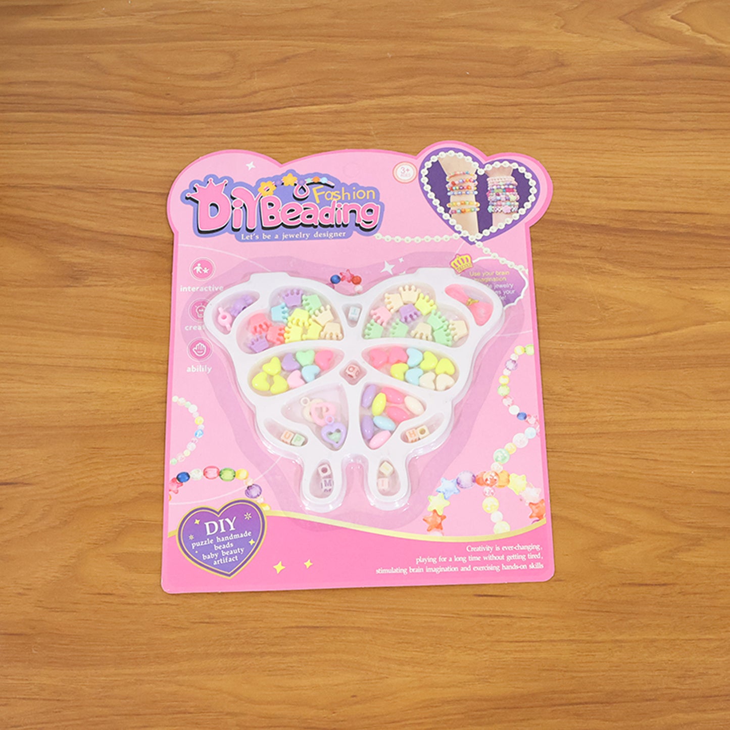 Kids Jewellery Making Kit with Butterfly Organizer Tray - DIY Beads Craft Set (1 Set) - Happy Price - Image 7