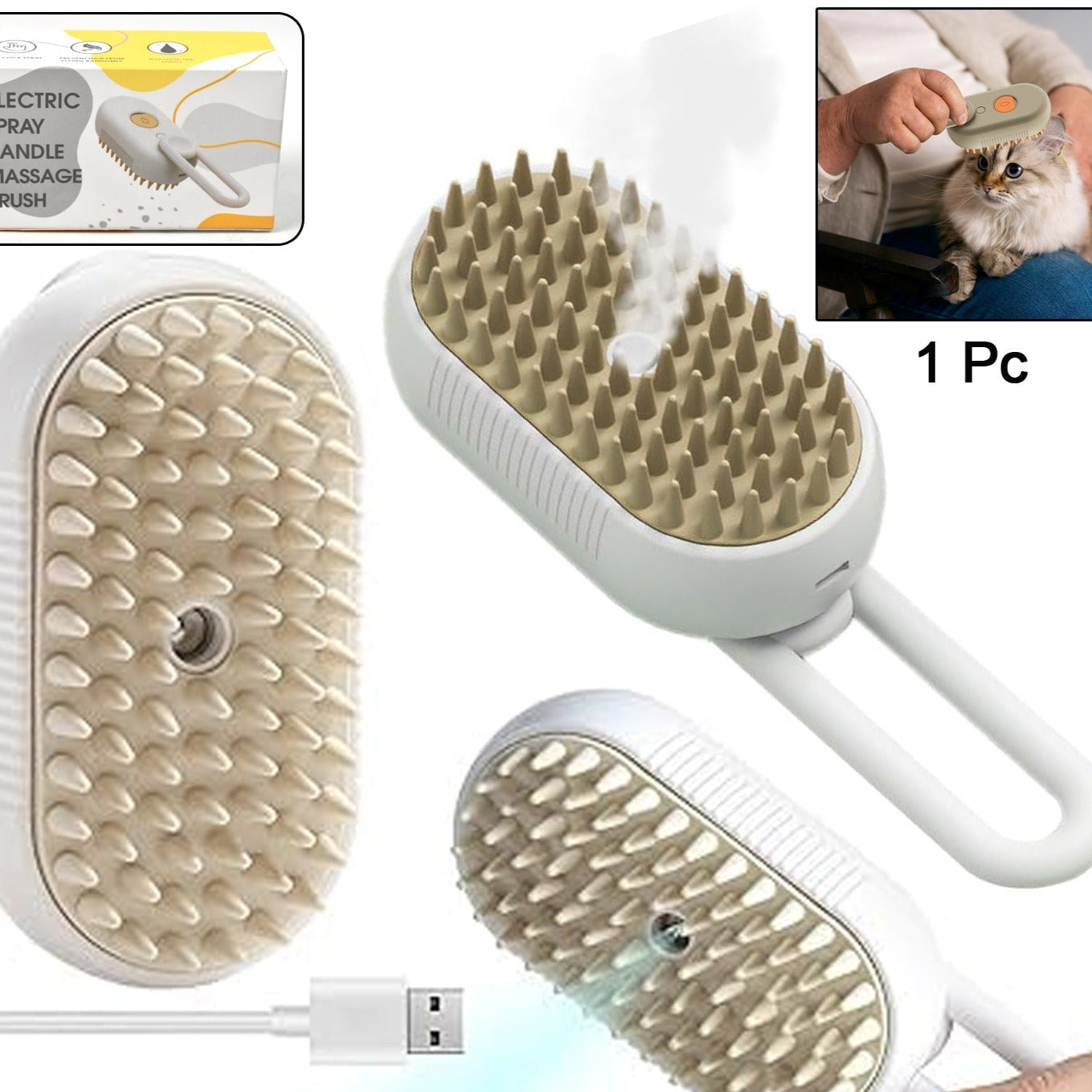 Electric Spray Handle Massage Brush Hair Removal Brush Steam (1 Pc) - Happy Price - Image 1
