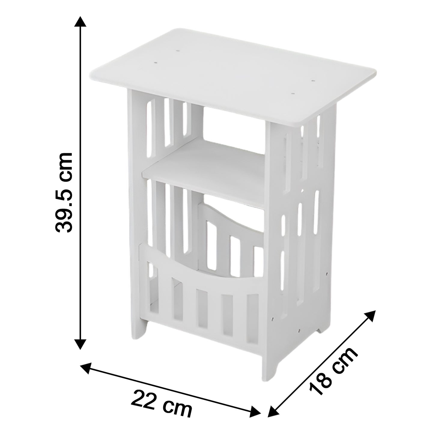 Compact Wooden Style Side Table with Storage Rack - 39.5x22x18 Cm - Happy Price - Image 6