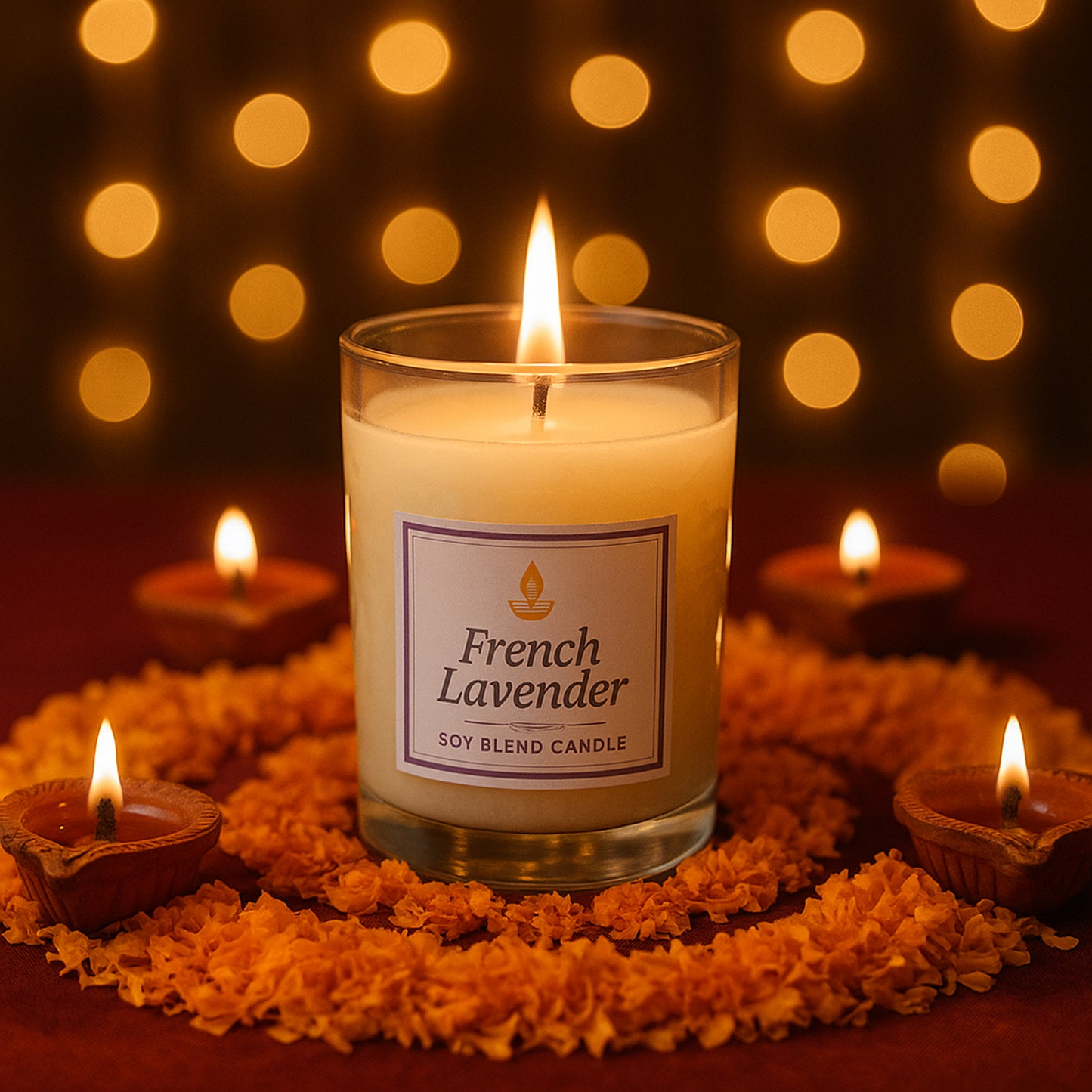 Inlief French Lavender Scented Soy Candle in Glass Jar (50gm, 1 Pc) - Happy Price - Image 5