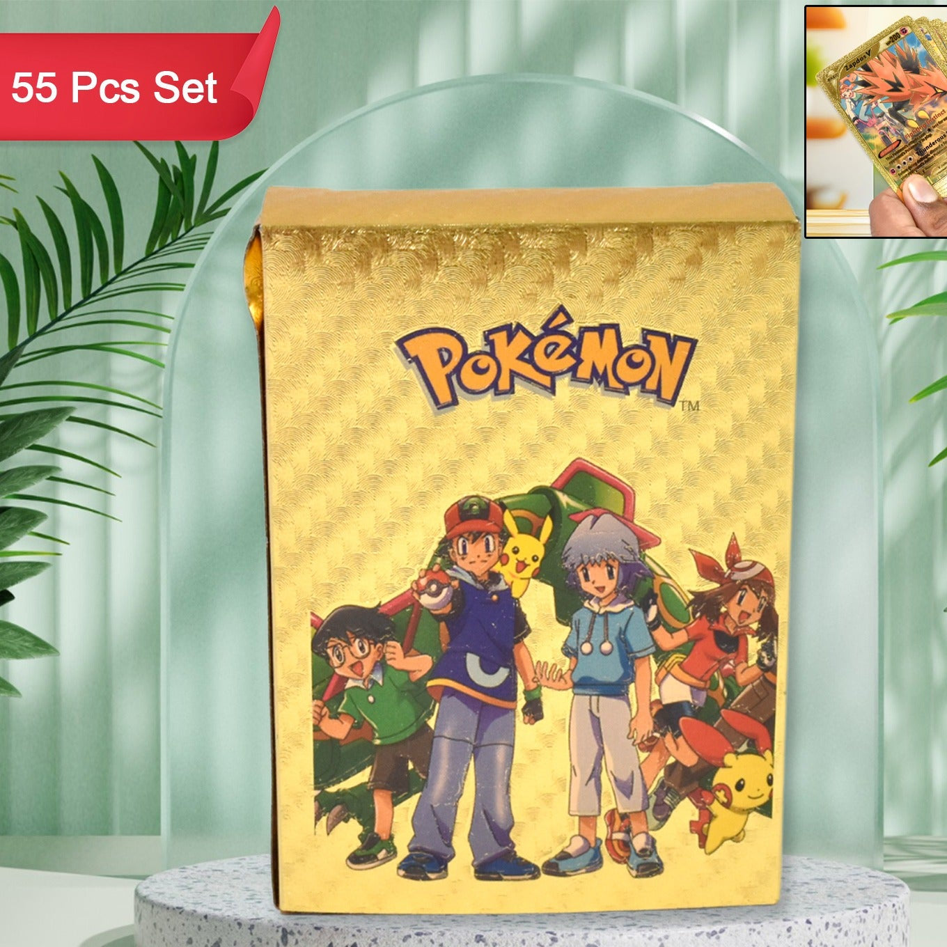 Pocket Monster Golden Foil Trading Cards - 55 Pcs Set - Happy Price - Image 1