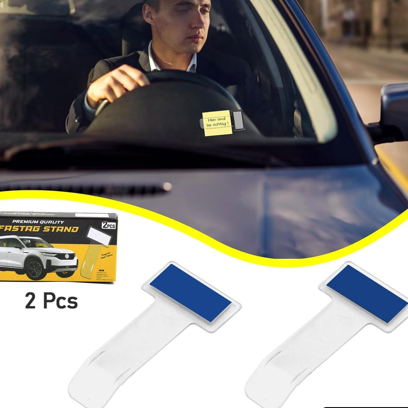 Windscreen Cardholder Fastag Stand Transparent Ticket Holder Car (2 Pc Set) - Happy Price - Image 1