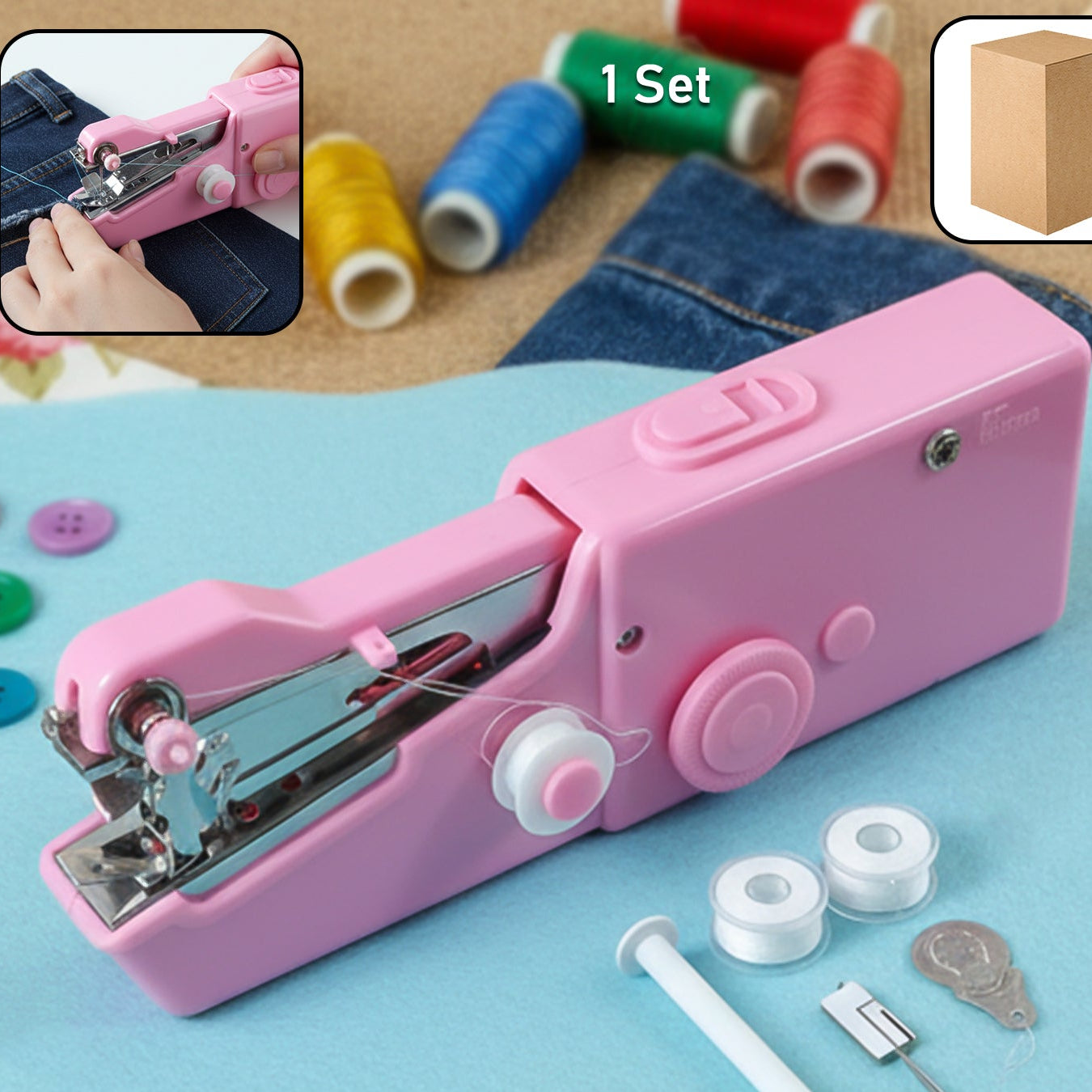 Compact Handheld Sewing Machine Set - Quick Fabric Repairs & DIY Stitching (1 Set) - Happy Price - Image 1