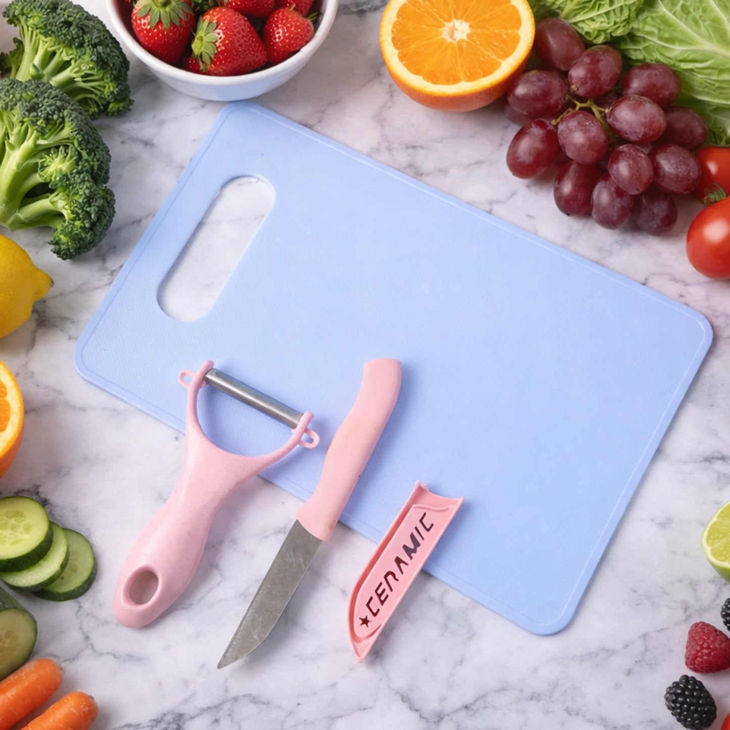 3-in-1 Kitchen Prep Set: Cutting Board, Paring Knife & Peeler - Happy Price - Image 2