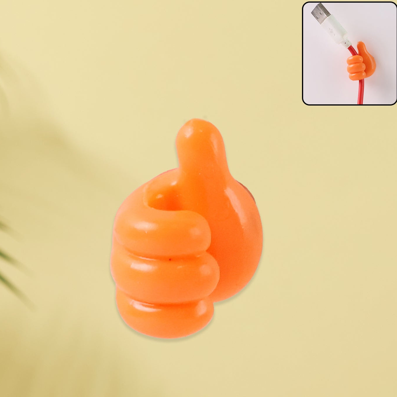 Orange Silicone Hand Shape Wall Hook for Keys & Cables - 1 Pc - Happy Price - Image 1