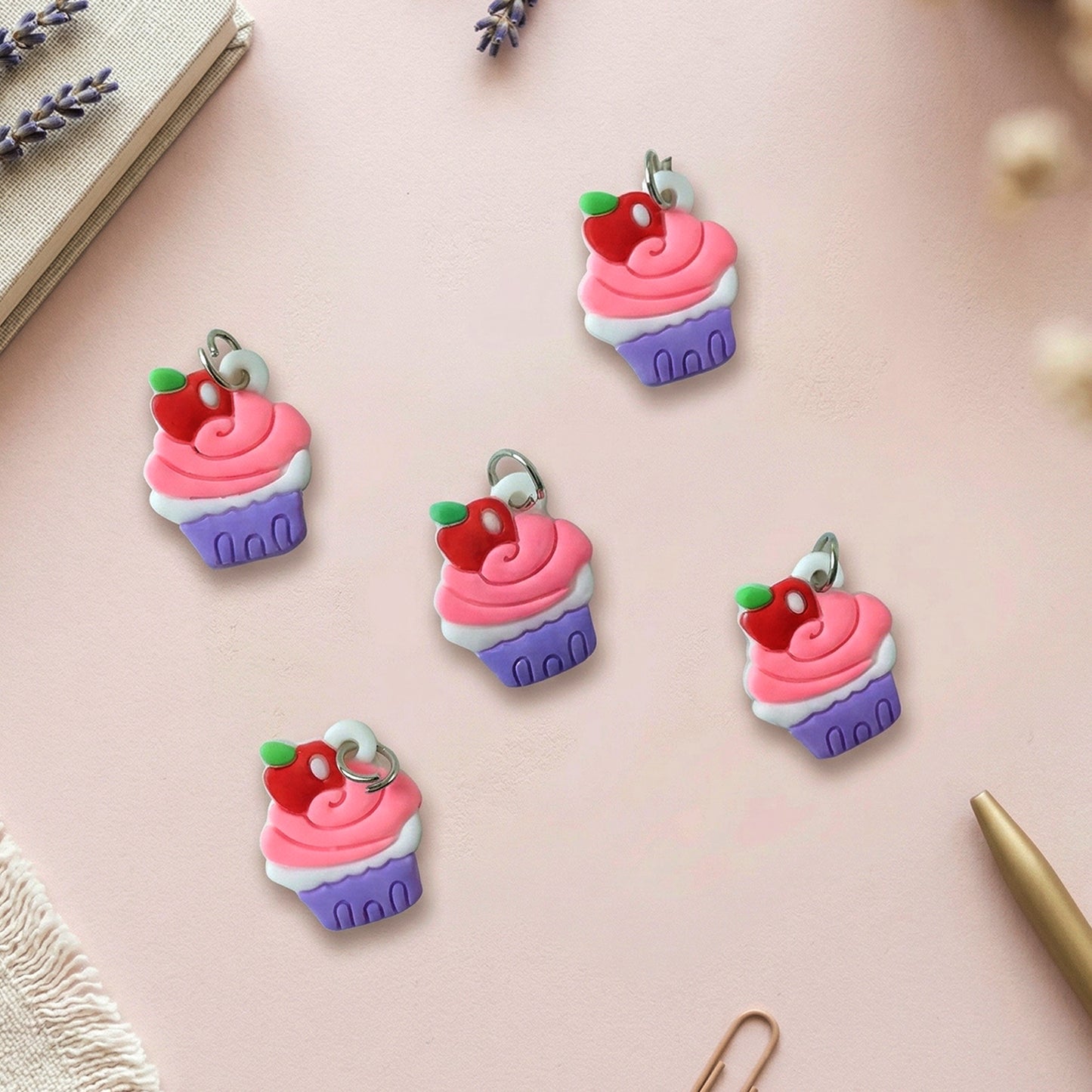 Cute Cupcake Shape Bag Charm Keychain Set (10 Pc)