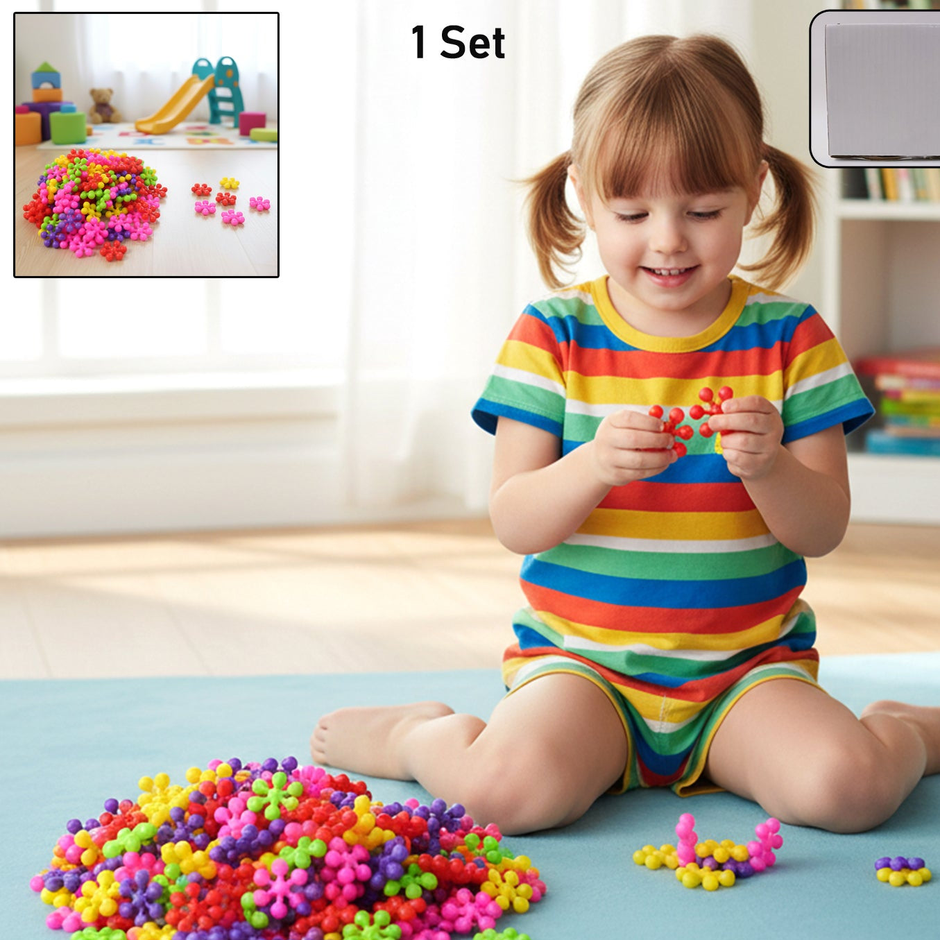 Colourful Building Blocks Toy Set for Kids - Creative Interlocking Puzzle (1 Set) - Happy Price - Image 1
