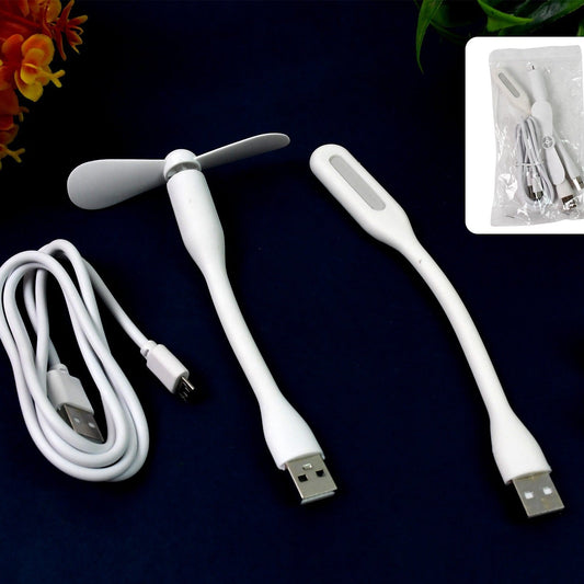 Portable Mini Usb Fan Usb Light  Micro Usb Cable (3 Pcs Set)