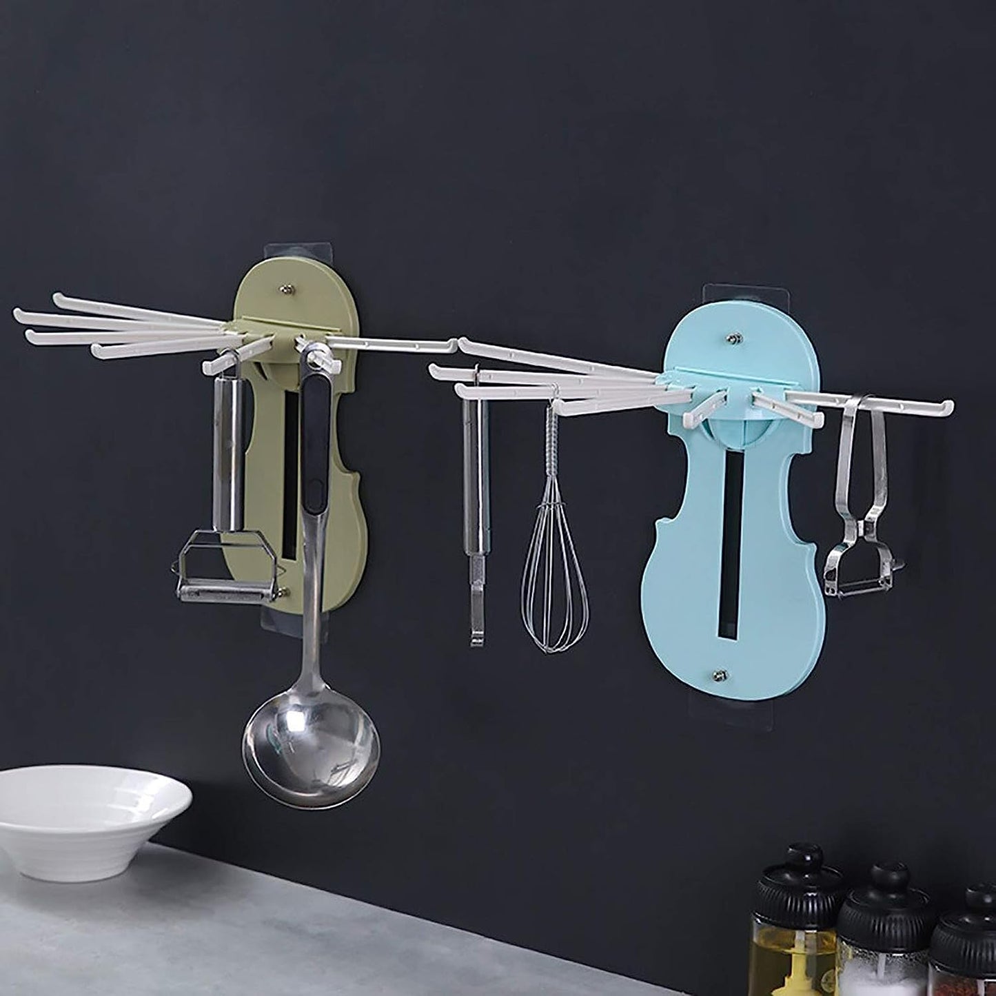 7-in-1 Retractable Wall Hanger Rack - Punch-Free Design for Kitchen & Bathroom - Happy Price - Image 6