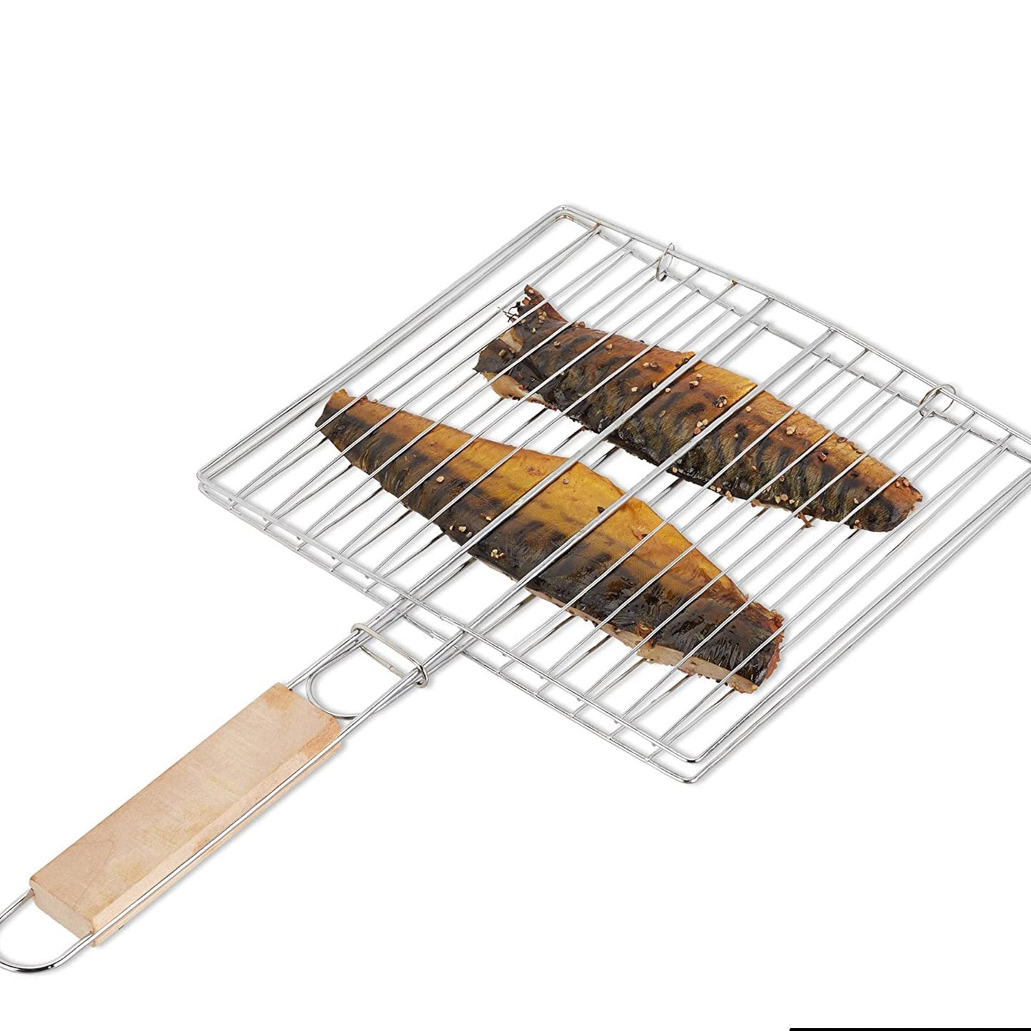 Kitchen Square Roaster Papad Grill Barbecue Grill With Wooden Handle - Happy Price - Image 1