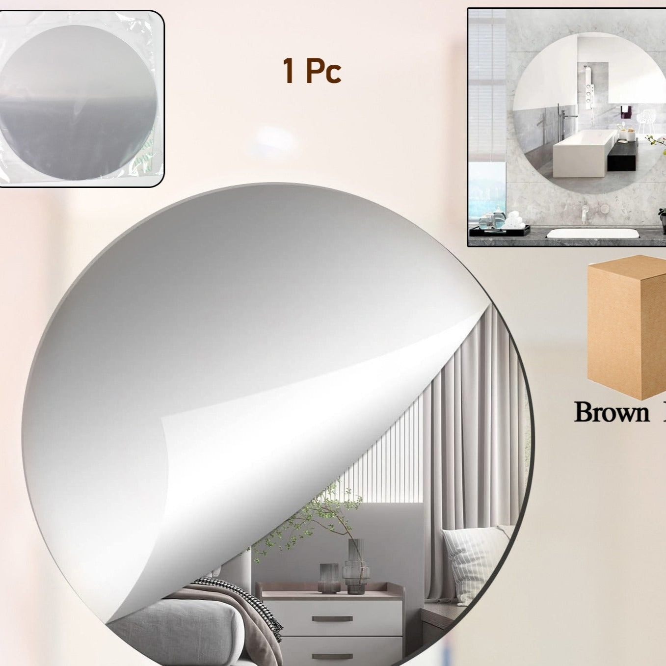 Plastic Square 3d Mirror Wall Stickers (1 Pc) - Happy Price - Image 1