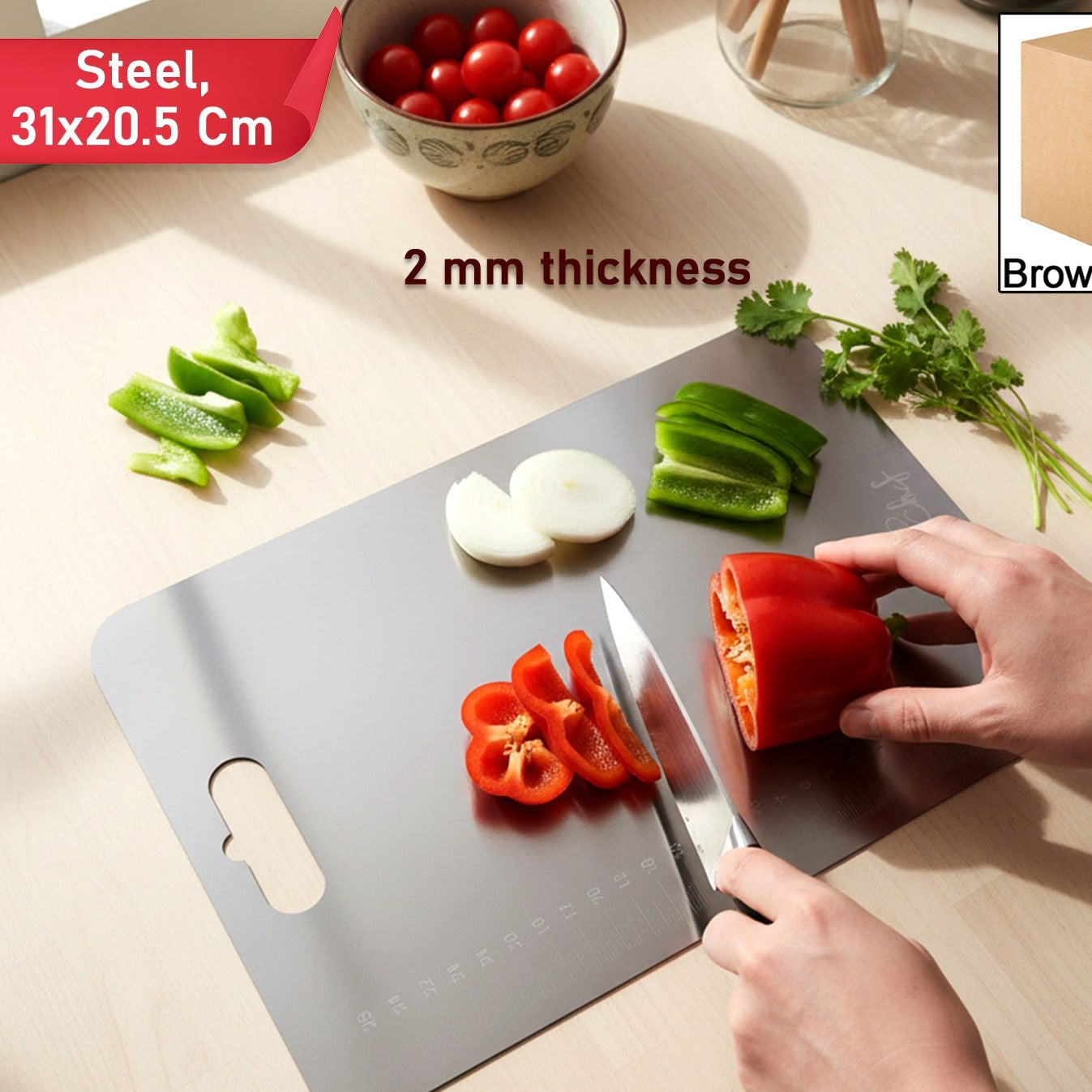 Large Stainless Steel Chopping Board for Kitchen - 31 x 20.5 cm, 1 Pc - Happy Price - Image 1