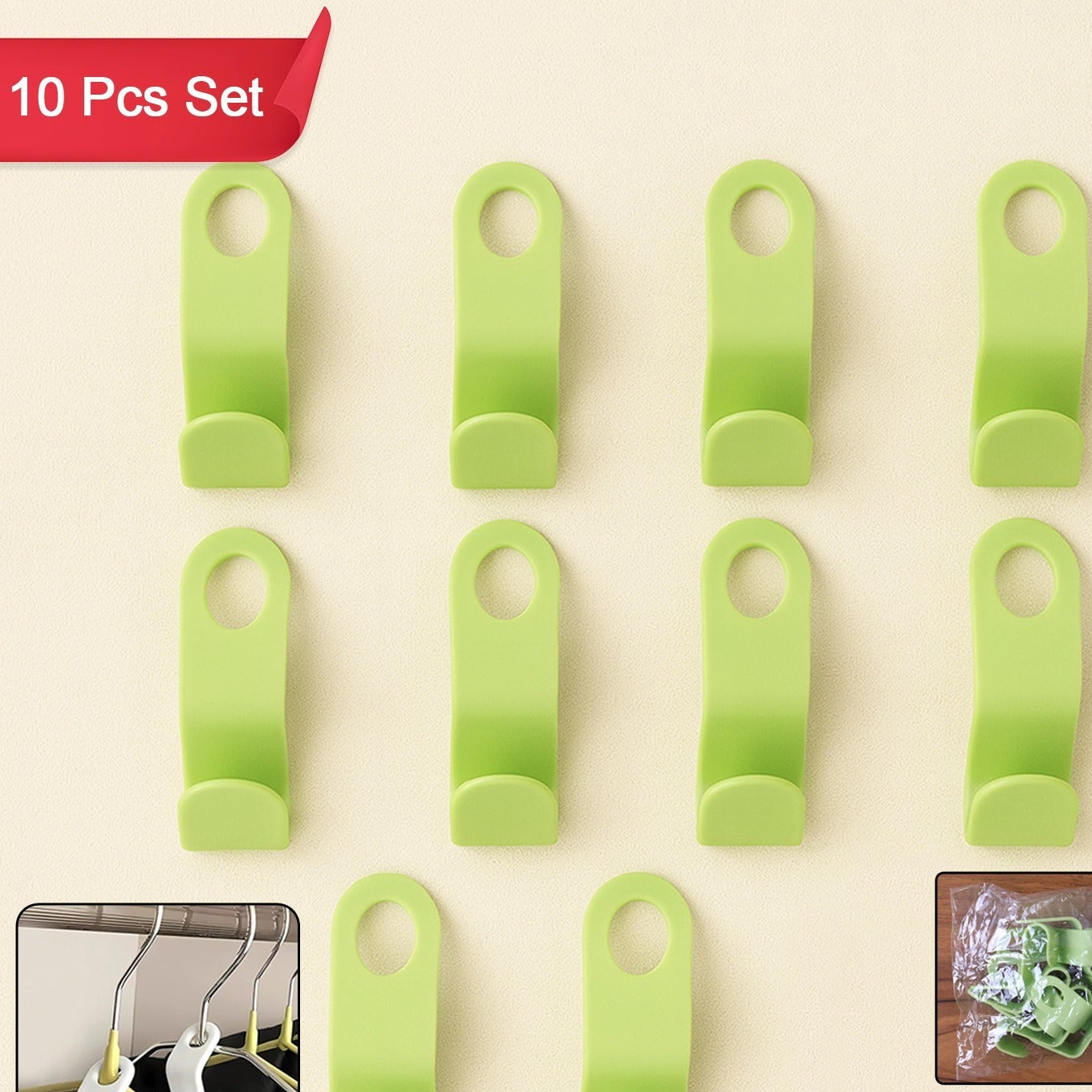 Multipurpose Plastic Hanger Hooks (10 Pc) - Happy Price - Image 1