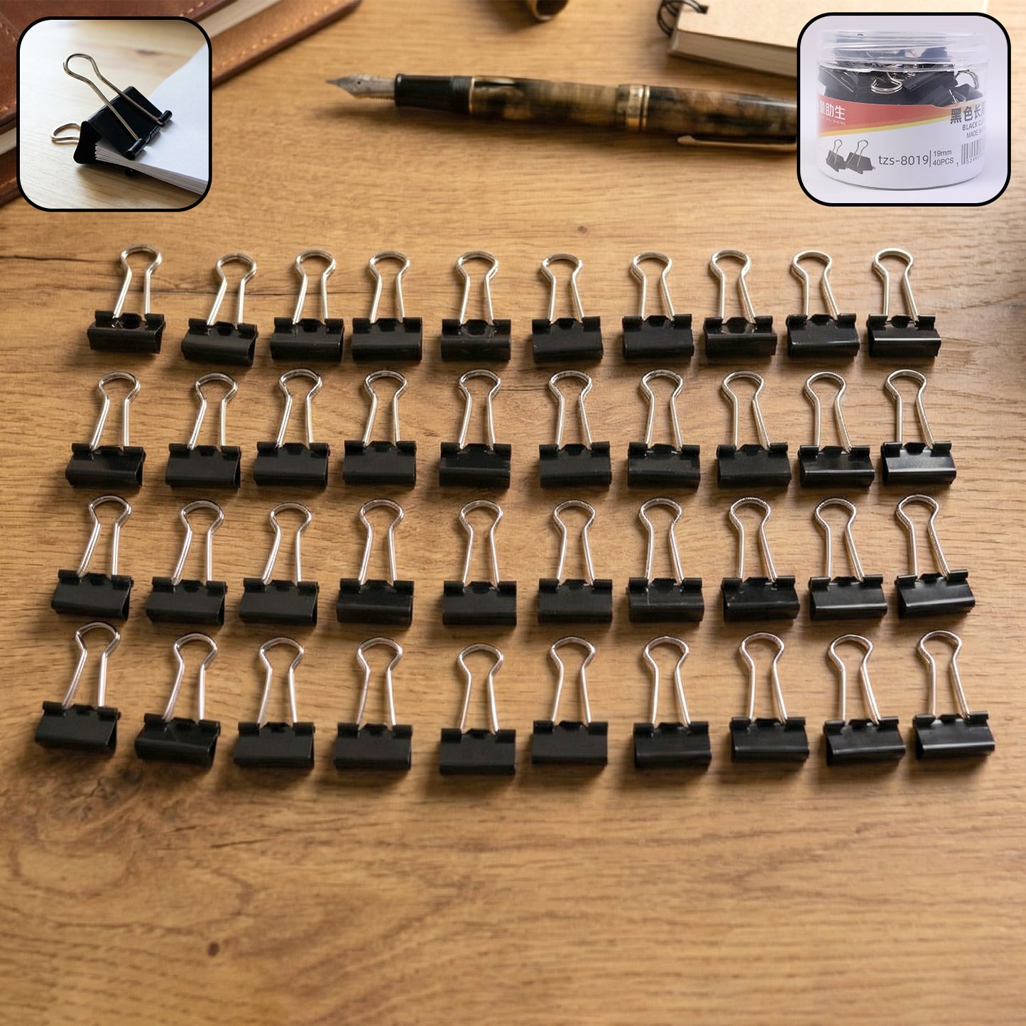 19mm Black Binder Clips - Pack of 40 for Secure Paper Management - Happy Price - Image 2