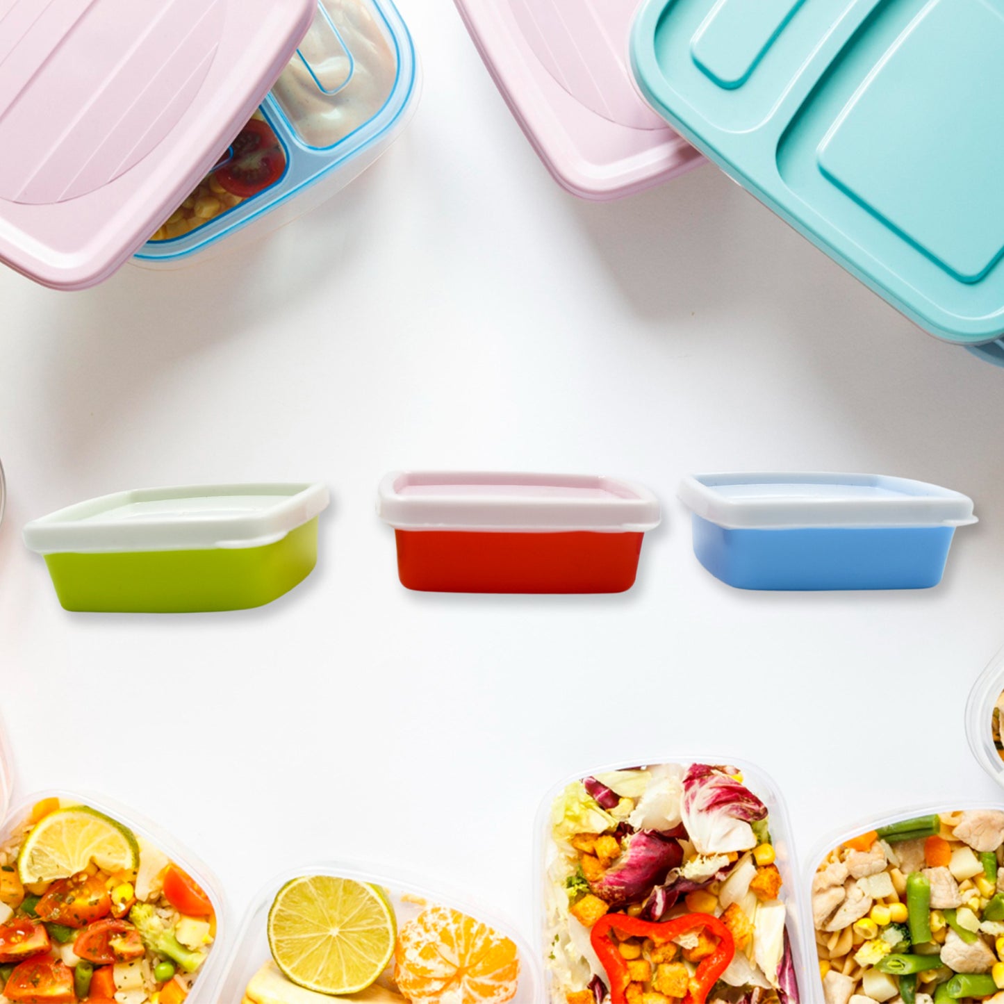 Plastic Airtight Containers Set Small Plastic Container Set Rectangular Plastic Food Pickle Fridge Containers Multicolor Kitchen Storage Container (3 Pcs Set) - Happy Price - Image 2