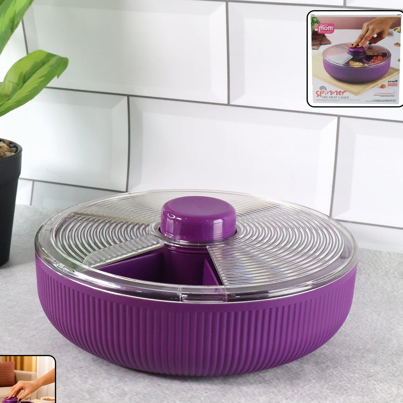 Rotating Snack and Dry Fruit Organizer Box - 1 Pc Purple - Happy Price - Image 1