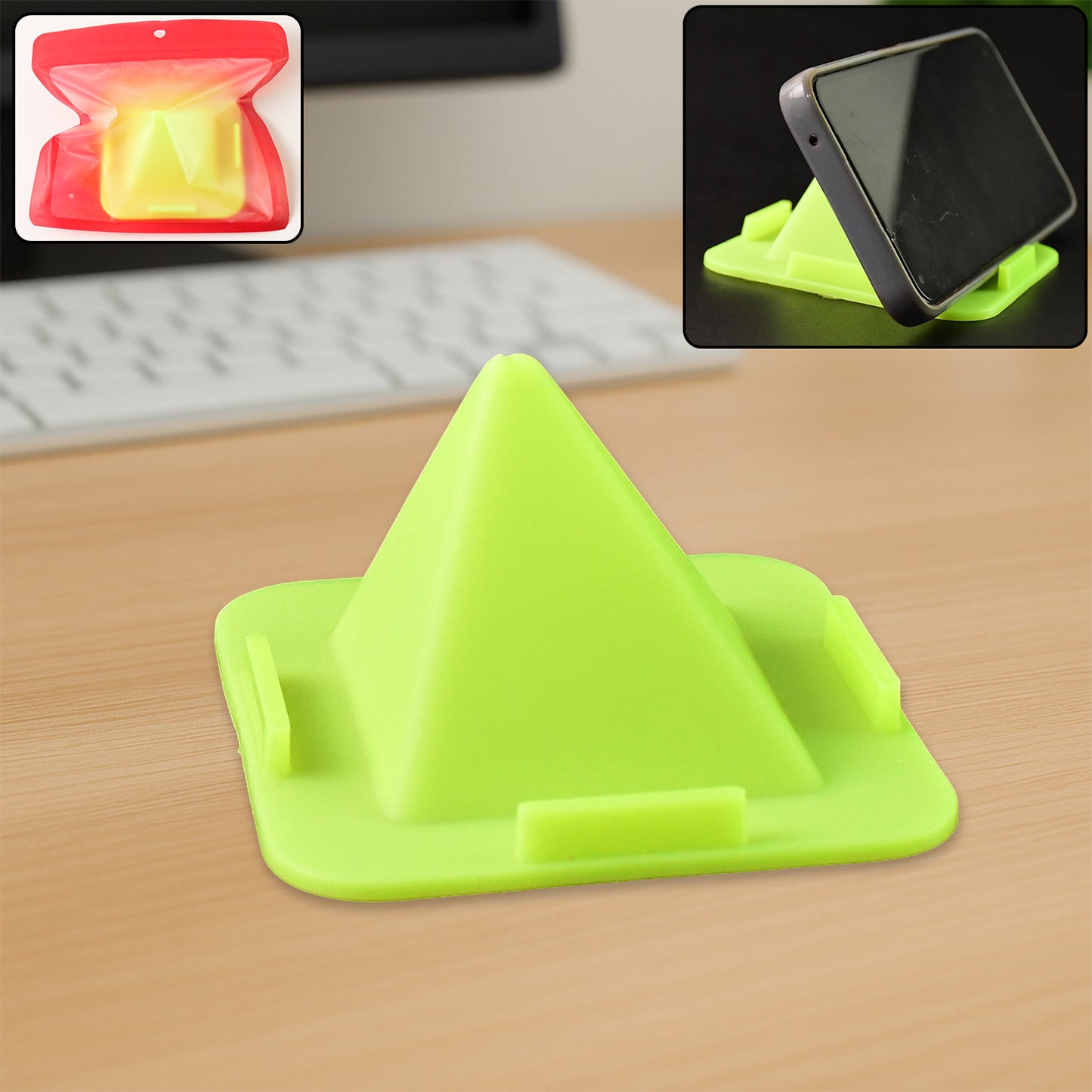 Virgin Mobile Accessories Universal Portable Four-sided Pyramid Shape Desktop Table Mobile Holder Stand (1 Pc) - Happy Price - Image 7