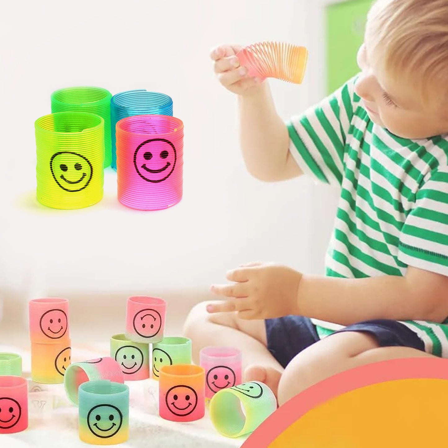 Multicolor Magic Smiley Spring Spring Toys Slinky Slinky Spring Toy Toy For Kids For Birthdays Compact And Portable Easy To Carry (12 Pcs Set) - Happy Price - Image 4