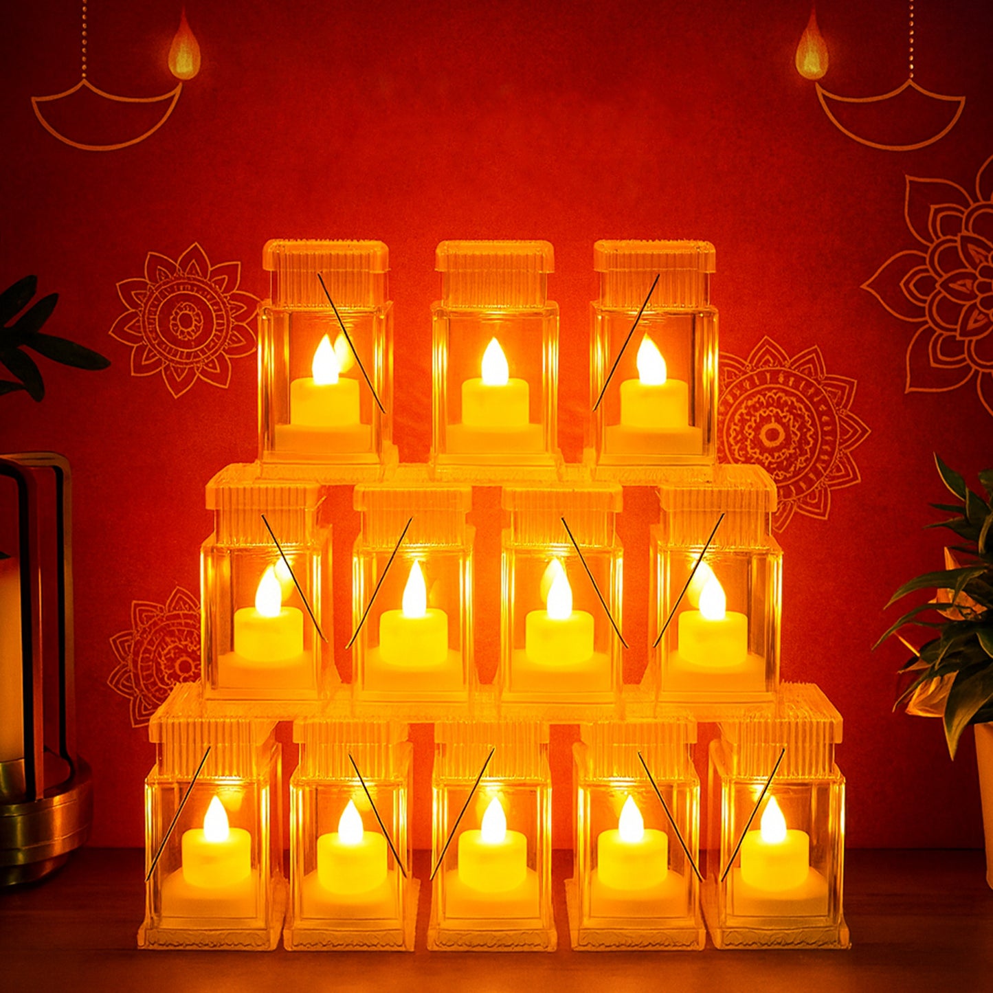 Set of 12 LED Storm Lanterns - Decorative Flameless Lights for Home & Festivals - Happy Price - Image 3