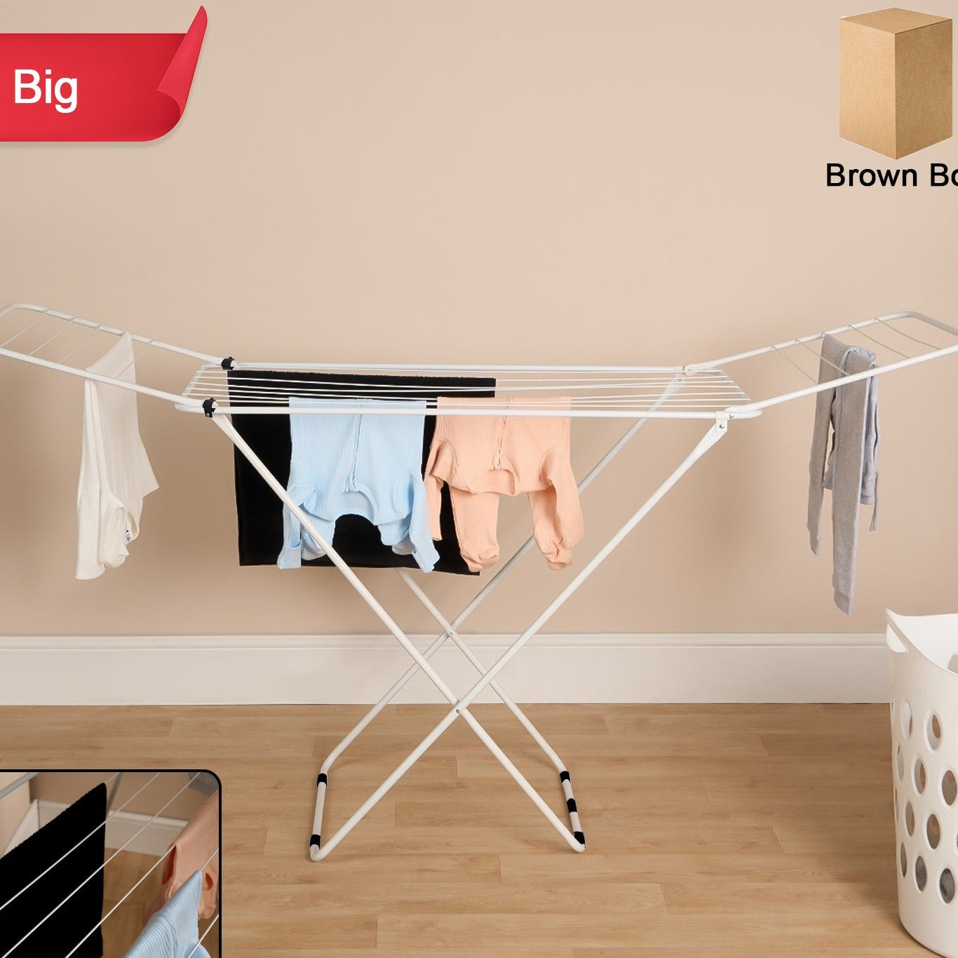 Large Foldable Butterfly Clothes Drying Rack with Wide Wings - Happy Price - Image 1